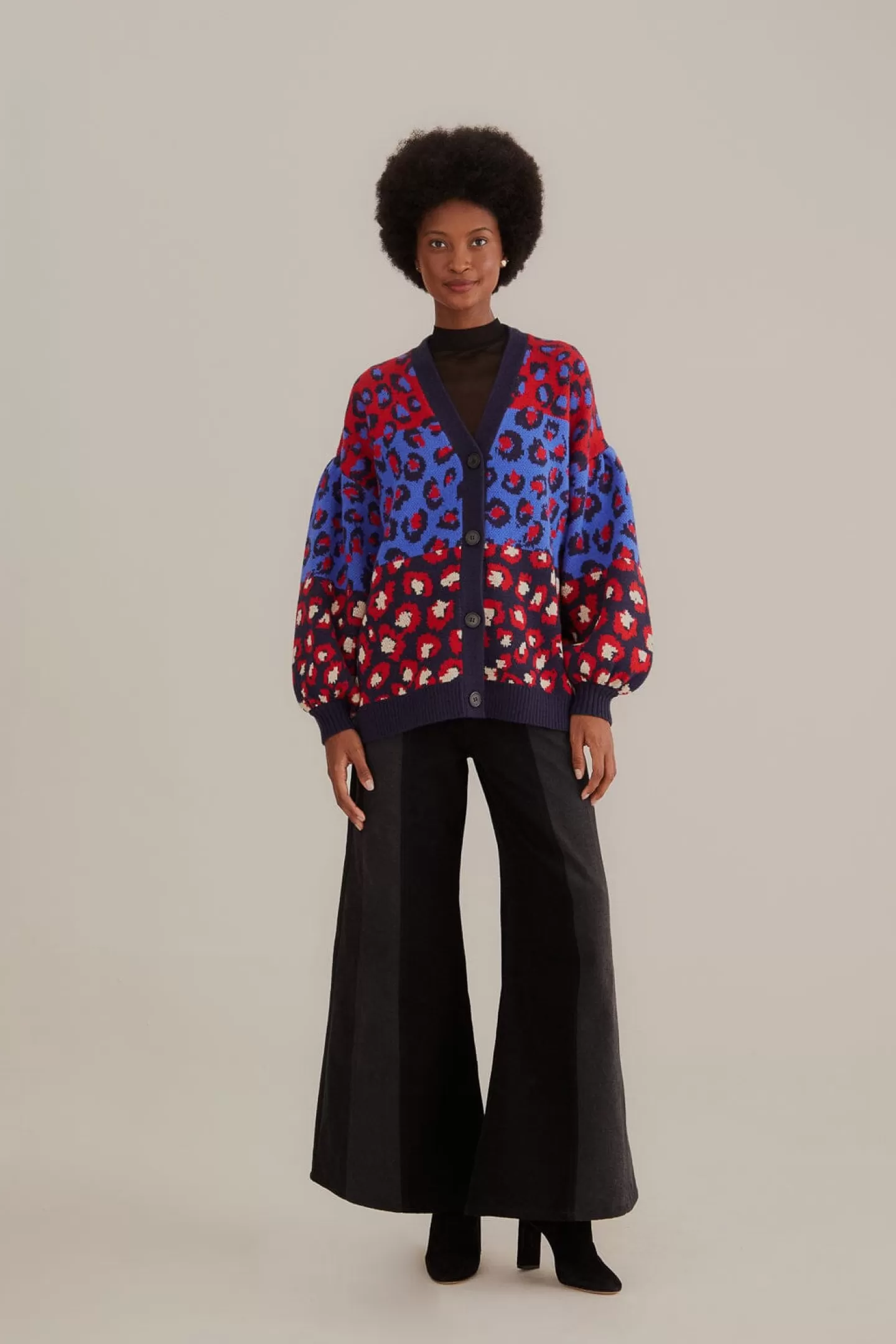 FARM Rio  MIXED LEOPARDS KNIT CARDIGAN