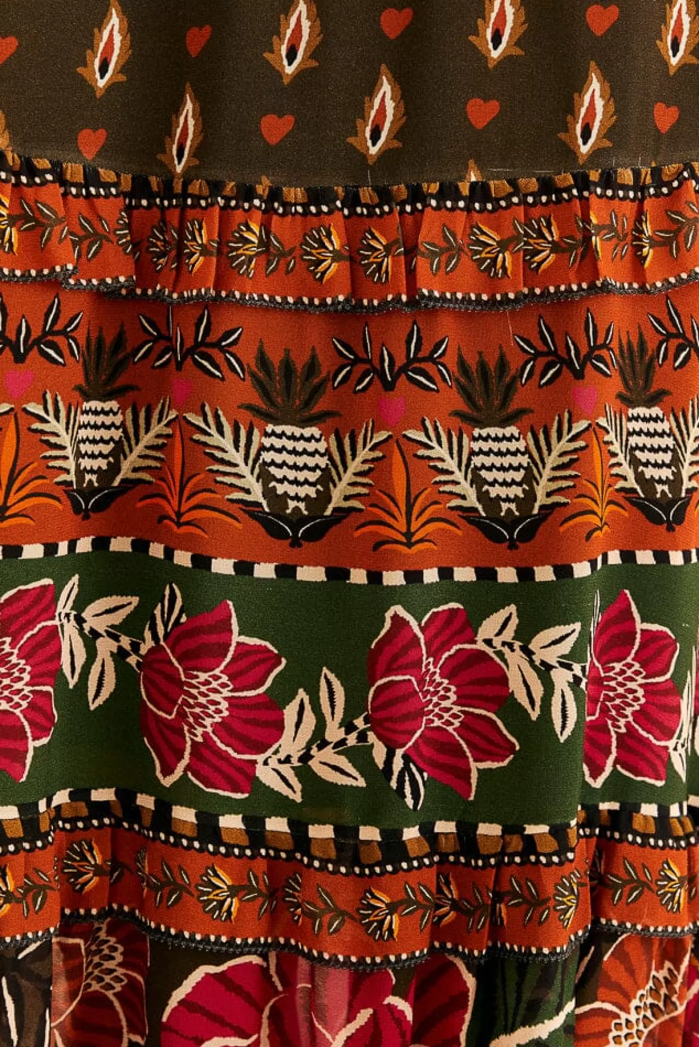 FARM Rio  MULTICOLOR AINIKA FLORAL GARDEN TIERED MAXI SKIRT