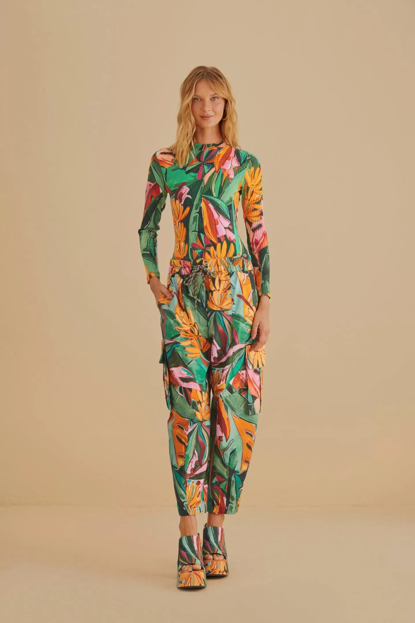FARM Rio  MULTICOLOR BANANA FOLIAGE ORGANIC COTTON BODYSUIT