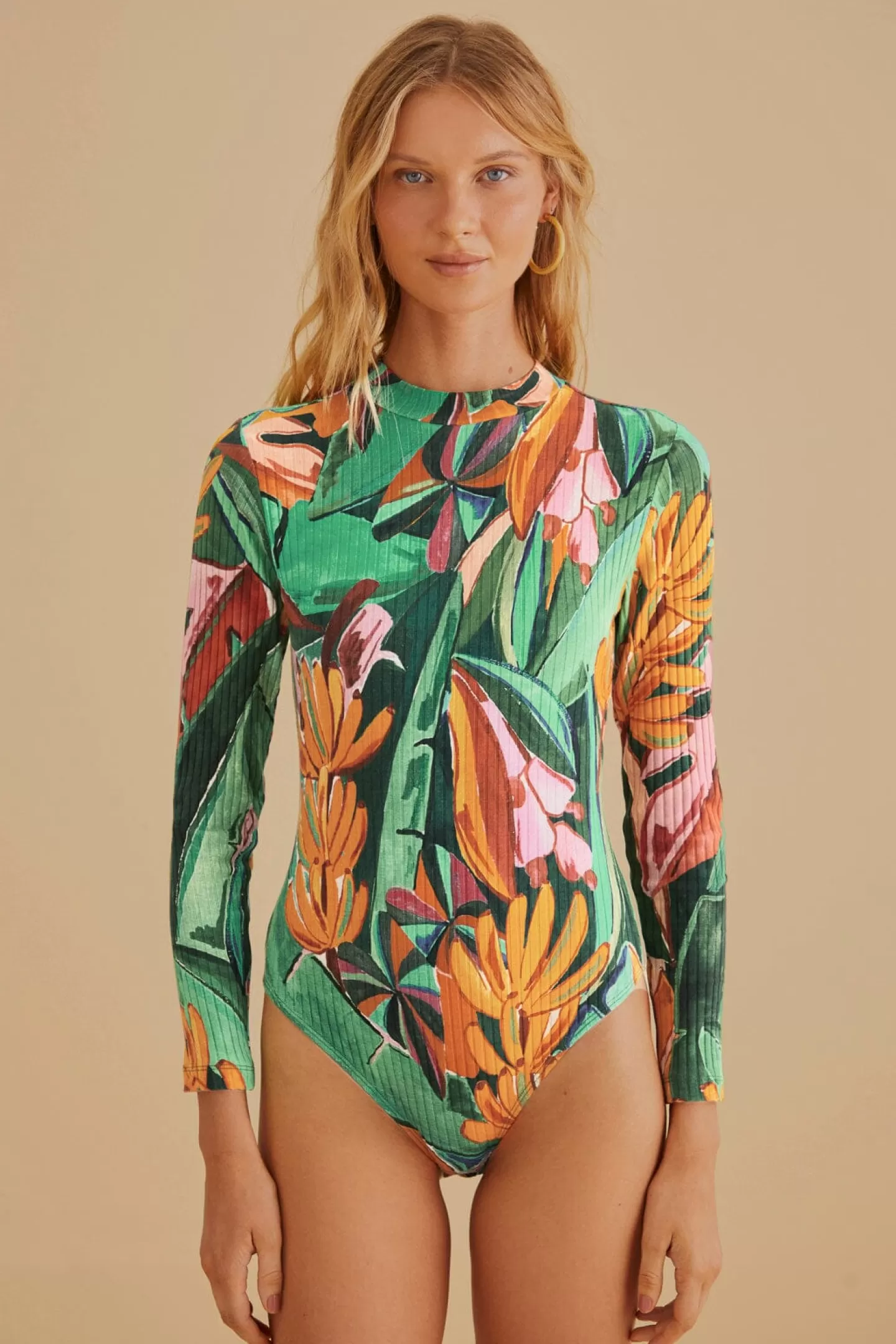 FARM Rio  MULTICOLOR BANANA FOLIAGE ORGANIC COTTON BODYSUIT