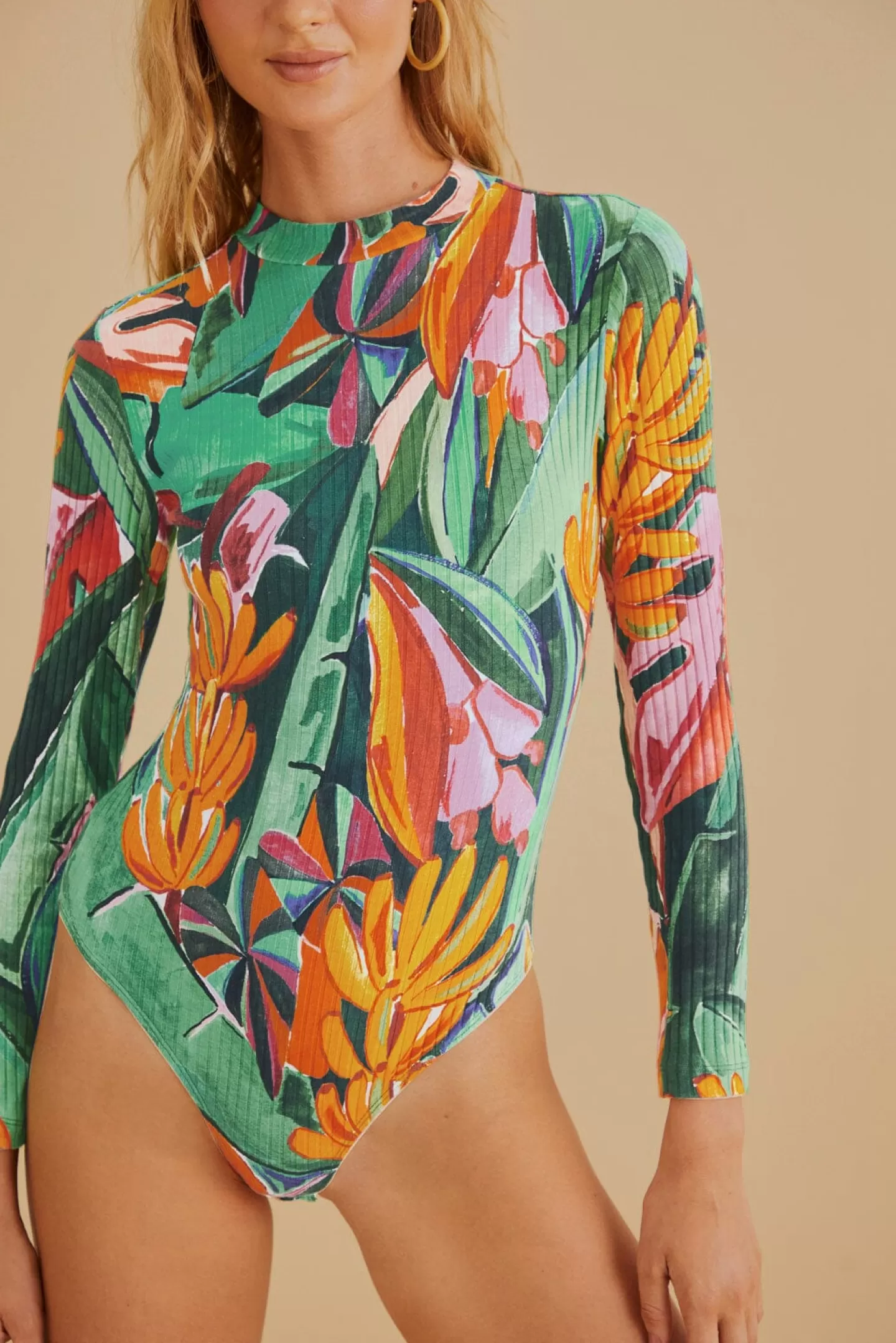 FARM Rio  MULTICOLOR BANANA FOLIAGE ORGANIC COTTON BODYSUIT