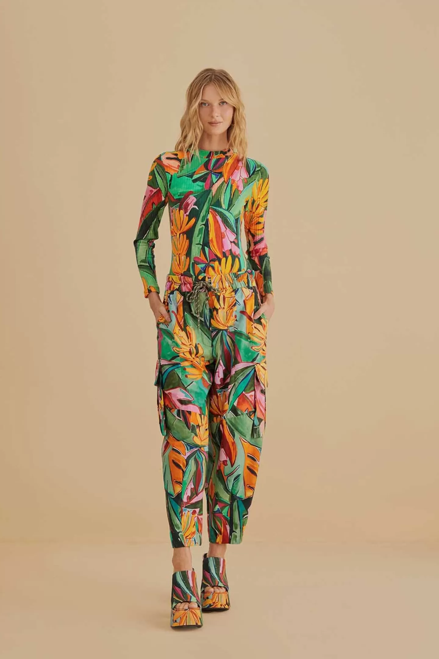 FARM Rio  MULTICOLOR BANANA FOLIAGE PANTS