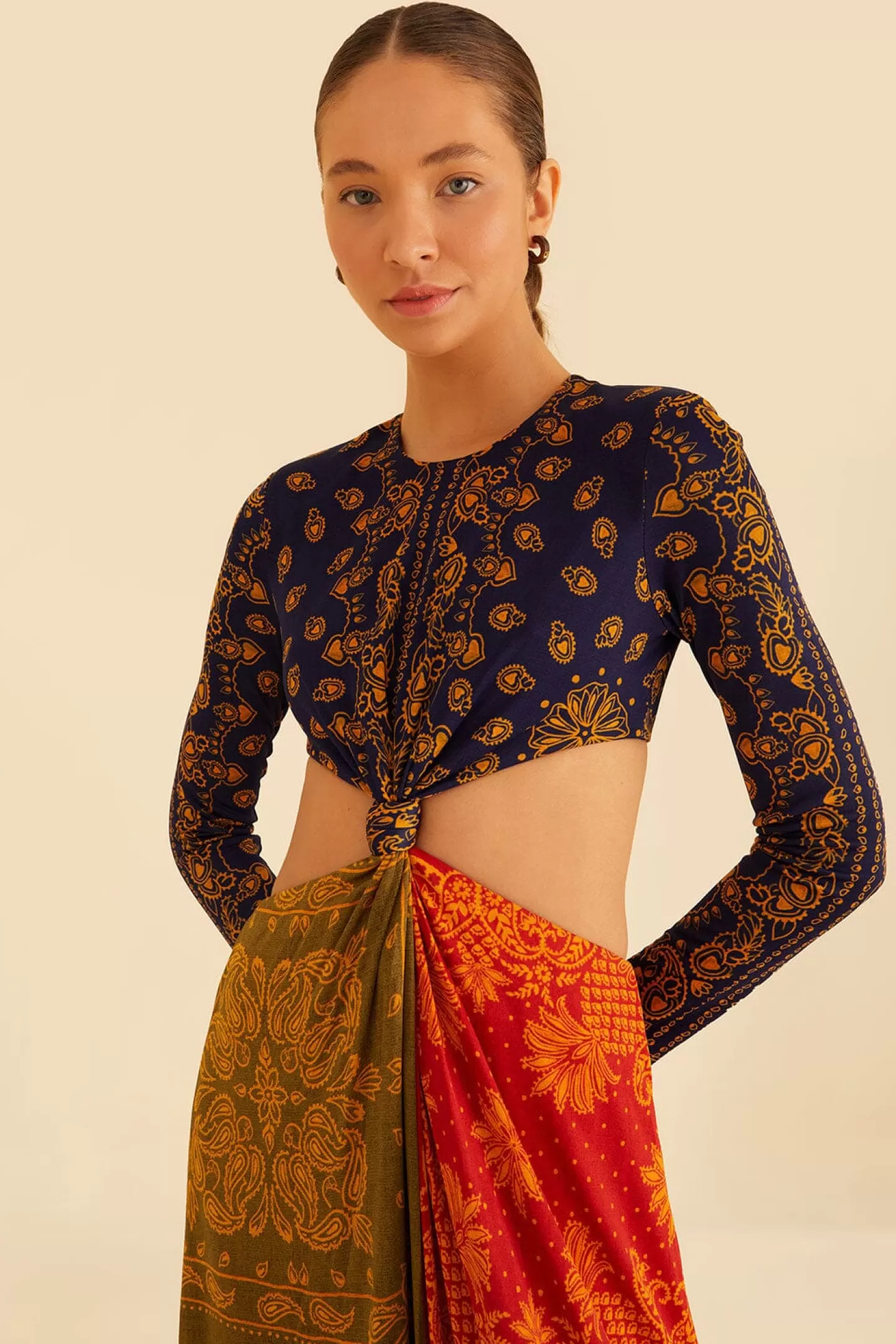 FARM Rio  MULTICOLOR BANDANA DREAM CUT OUT MAXI DRESS