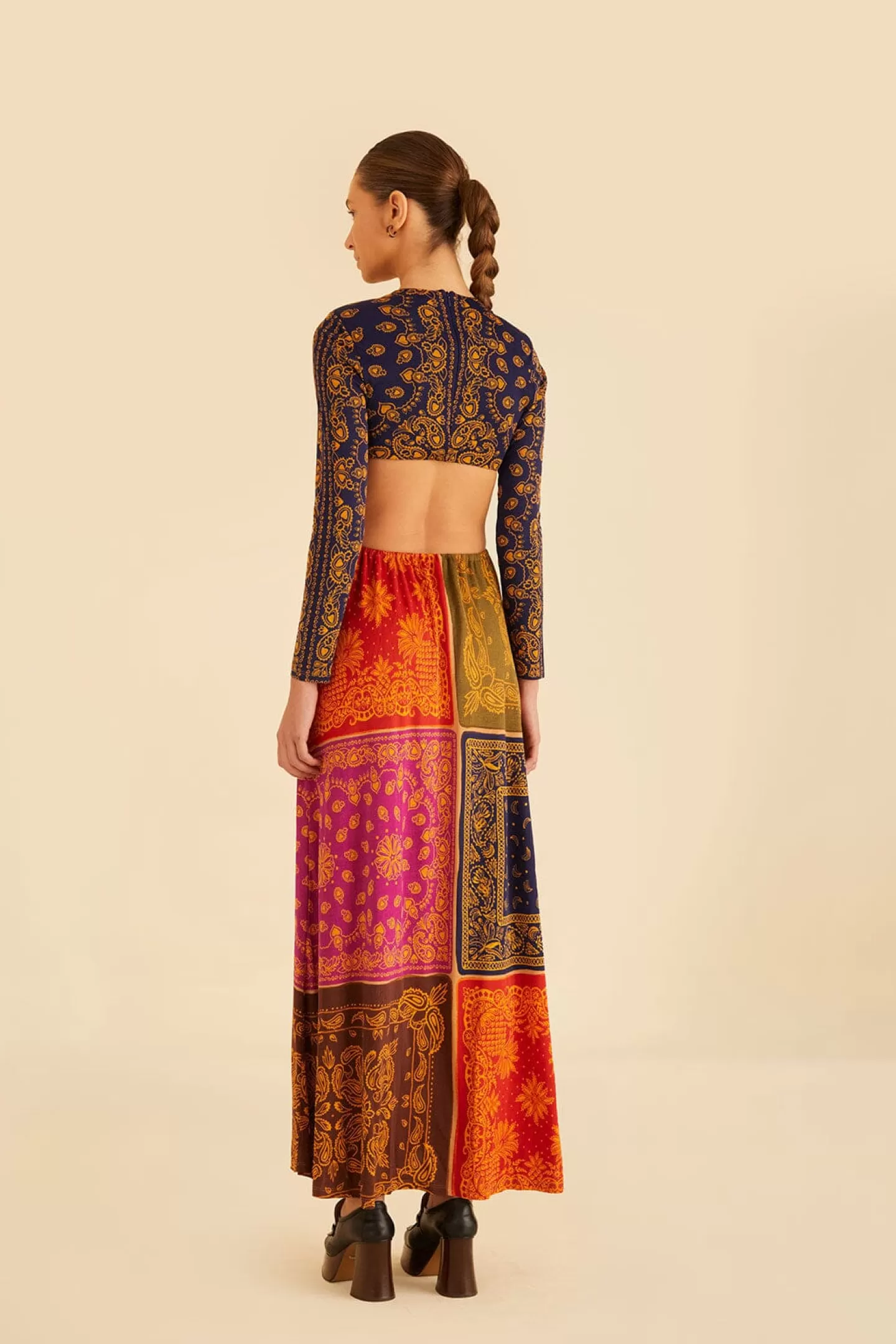 FARM Rio  MULTICOLOR BANDANA DREAM CUT OUT MAXI DRESS
