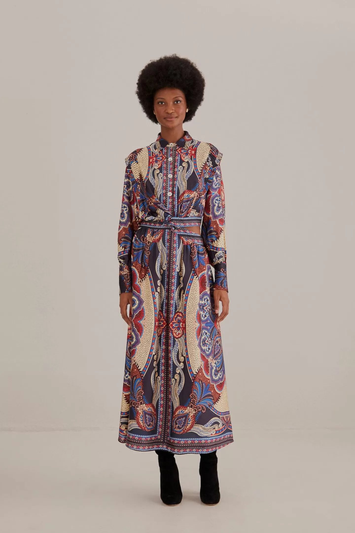 FARM Rio  MULTICOLOR ENERGY SCARF CUT-OUT MAXI DRESS