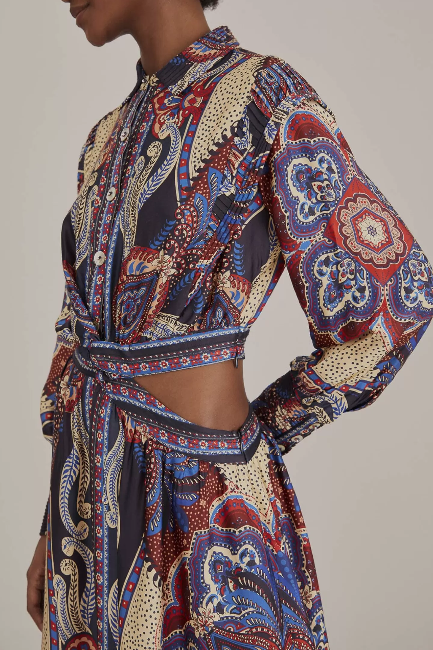 FARM Rio  MULTICOLOR ENERGY SCARF CUT-OUT MAXI DRESS