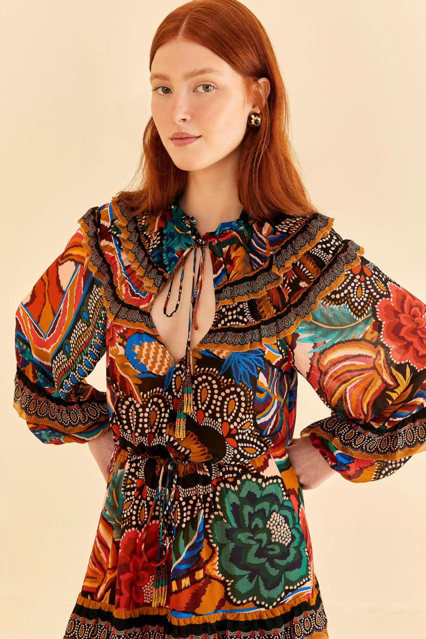 FARM Rio  MULTICOLOR FALL MIX MAXI DRESS
