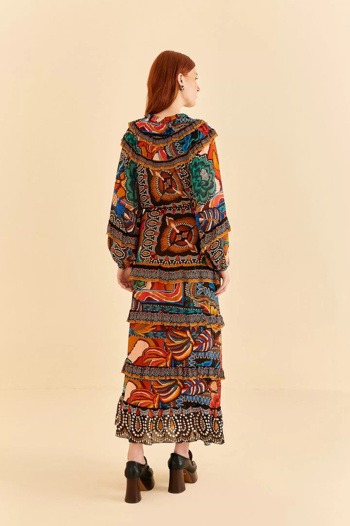 FARM Rio  MULTICOLOR FALL MIX MAXI DRESS