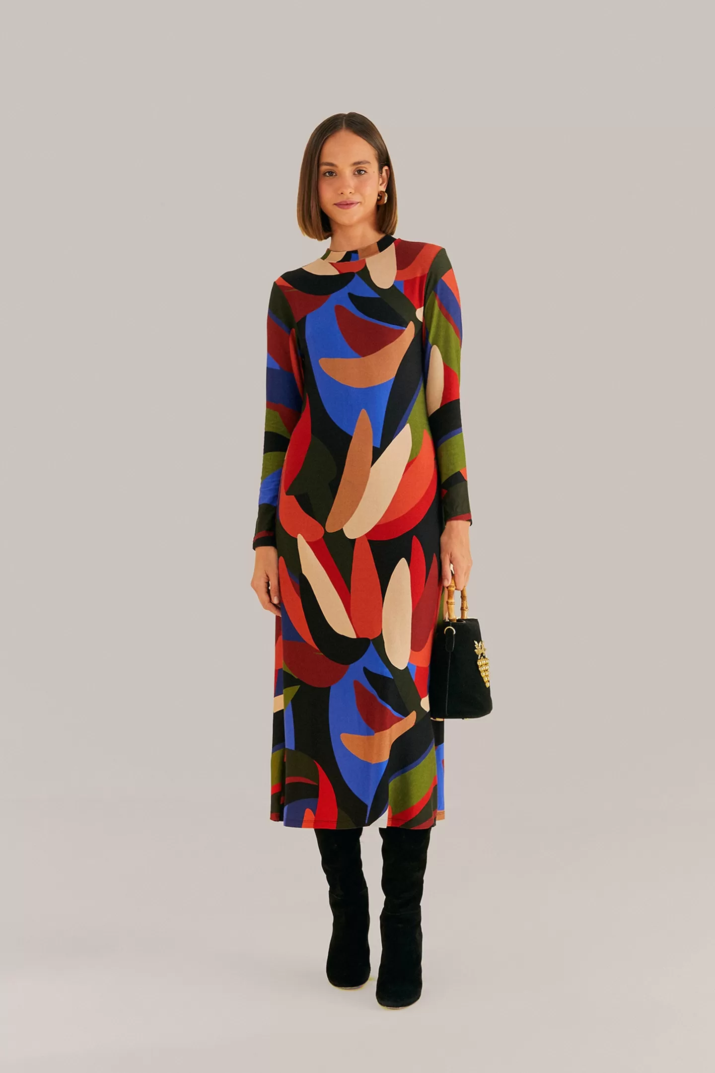 FARM Rio  MULTICOLOR GRAPHIC BANANAS LENZING™ ECOVERO™ VISCOSE MIDI DRESS
