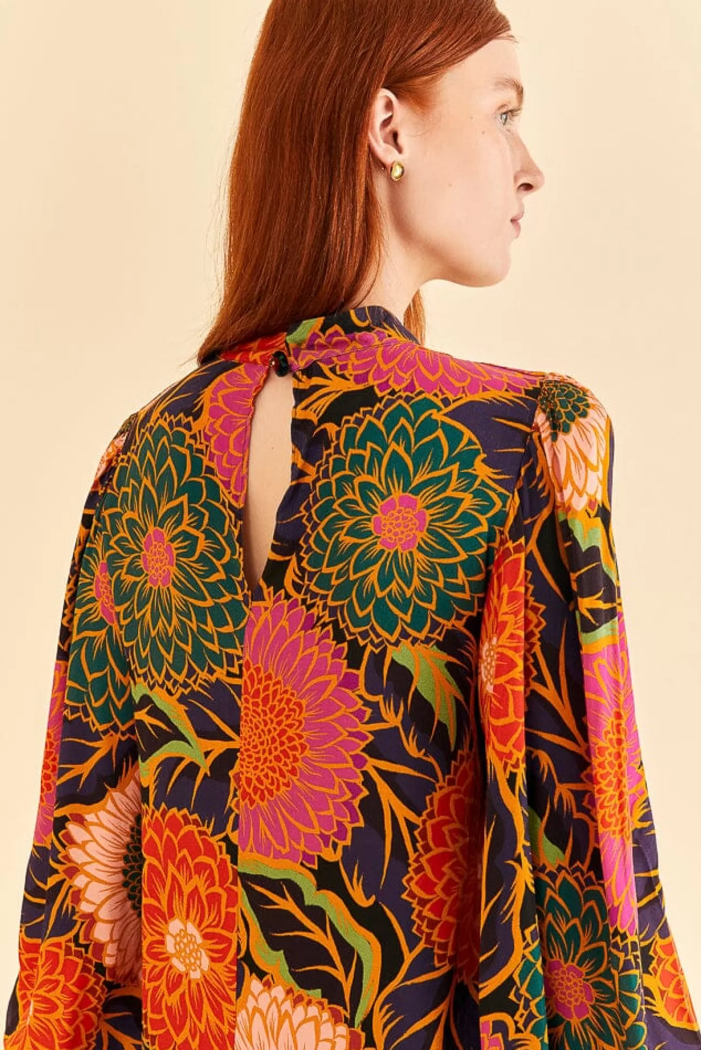 FARM Rio  MULTICOLOR VINTAGE GARDEN SATIN BLOUSE