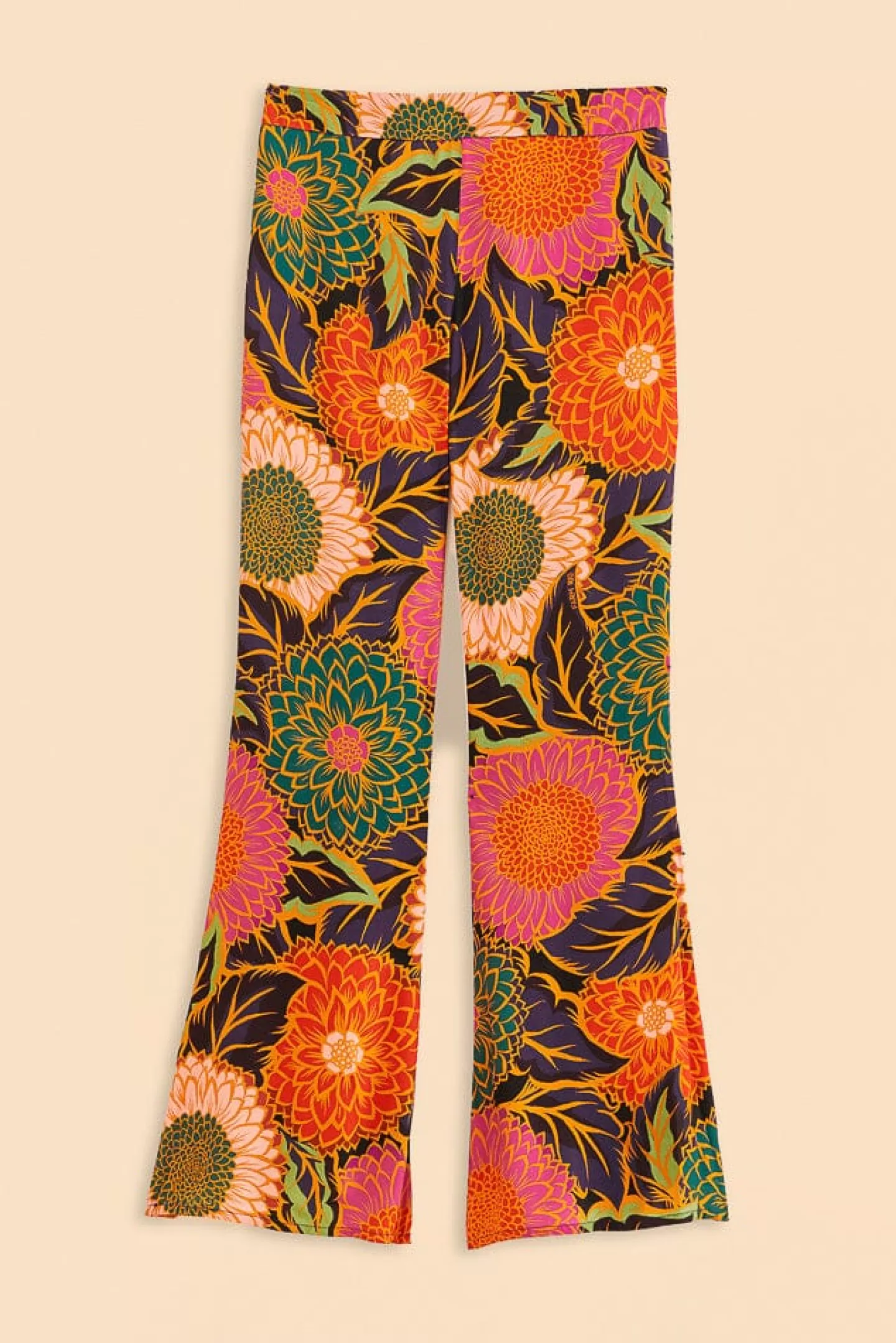 FARM Rio  MULTICOLOR VINTAGE GARDEN SATIN FLARE PANTS