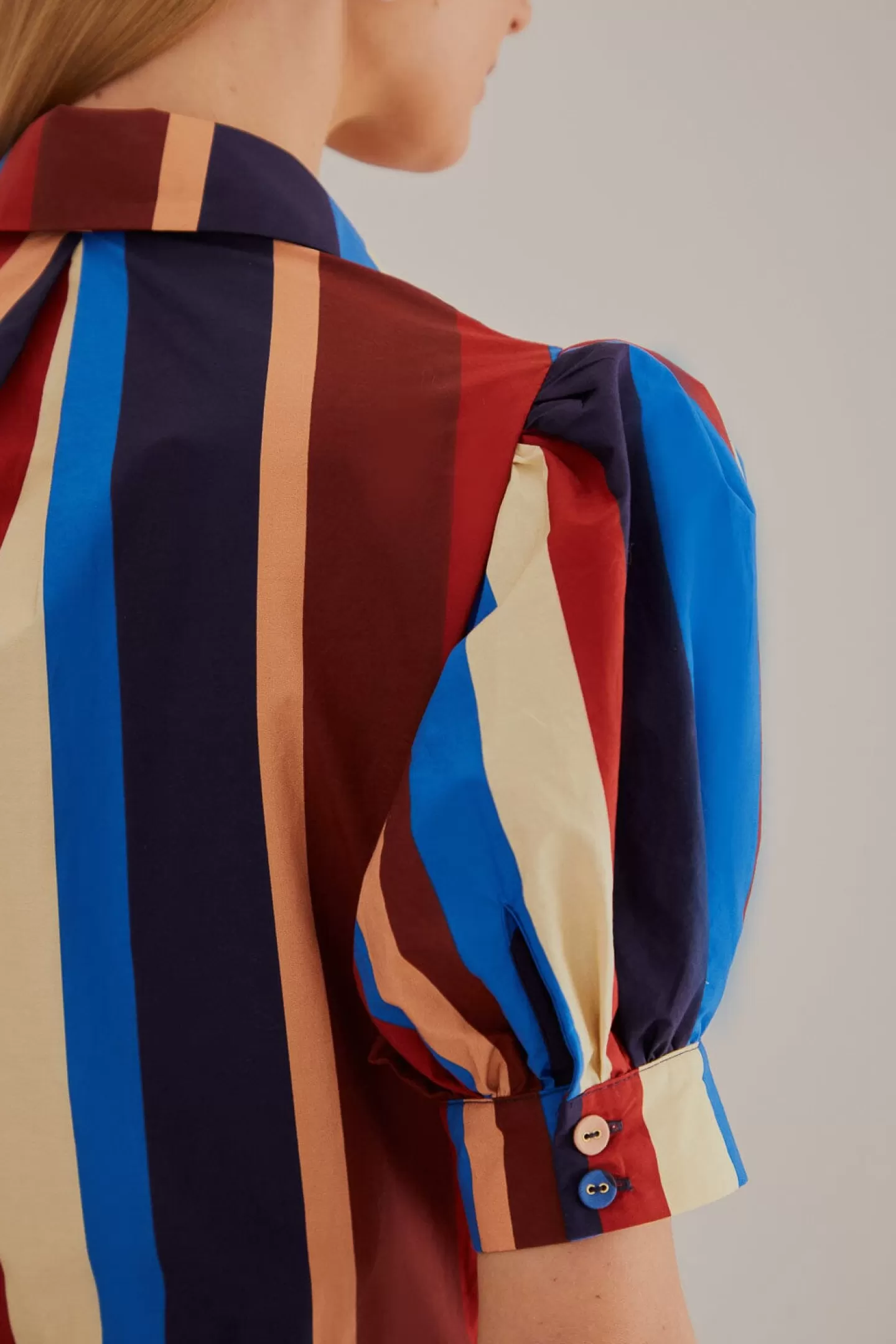 FARM Rio  MULTICOLOR WINTER STRIPES SHORT SLEEVE MIDI DRESS
