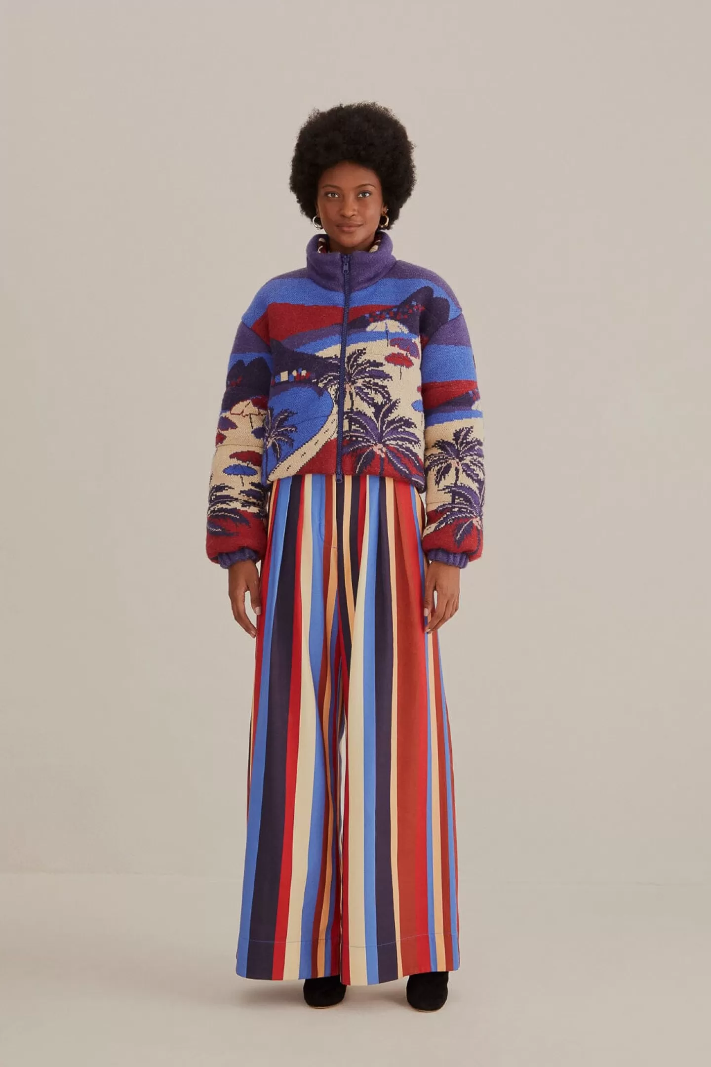 FARM Rio  MULTICOLOR WINTER STRIPES TAILORED PANTS