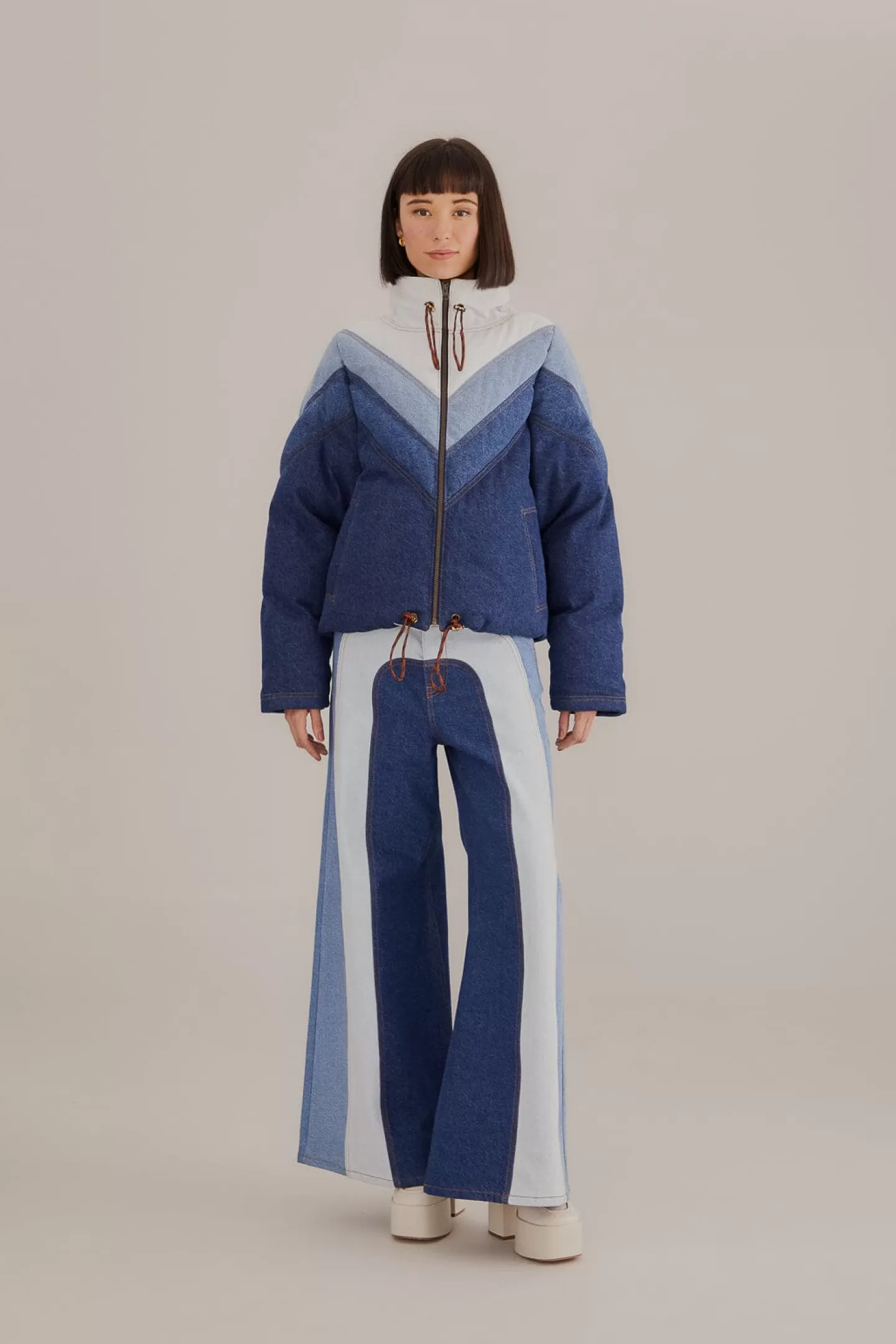 FARM Rio  PATCHWORK DENIM WIDE PANTS