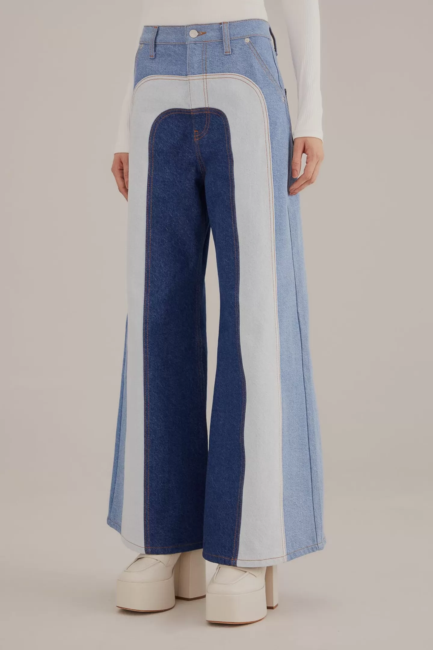 FARM Rio  PATCHWORK DENIM WIDE PANTS
