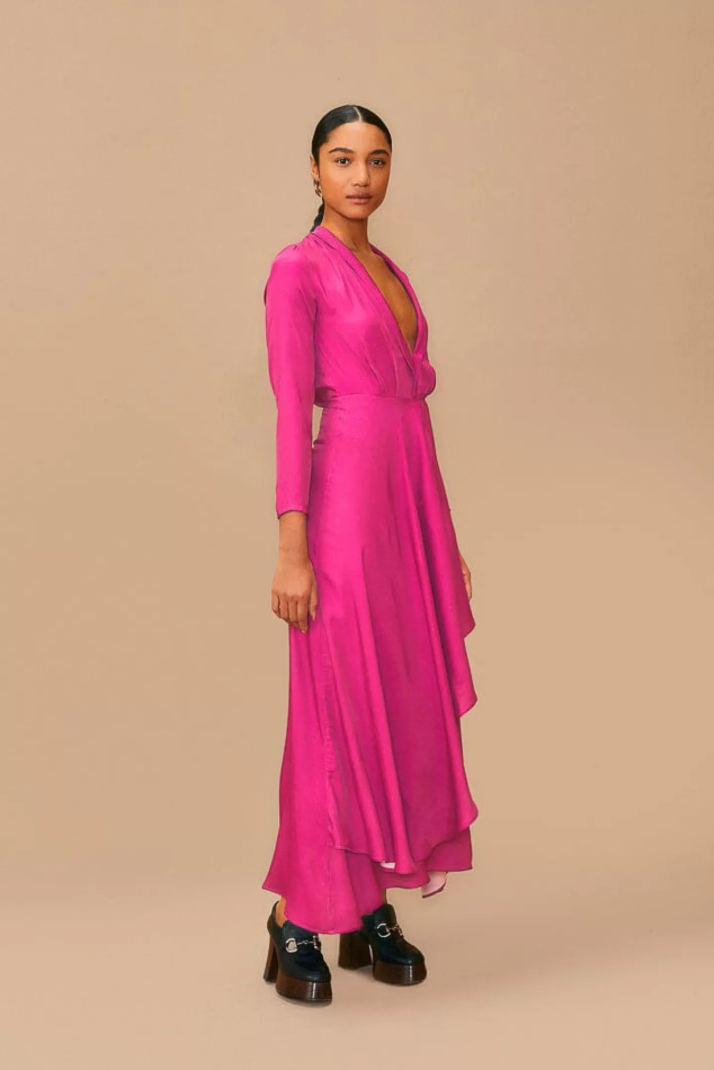FARM Rio  PINK LONG SLEEVE MAXI DRESS