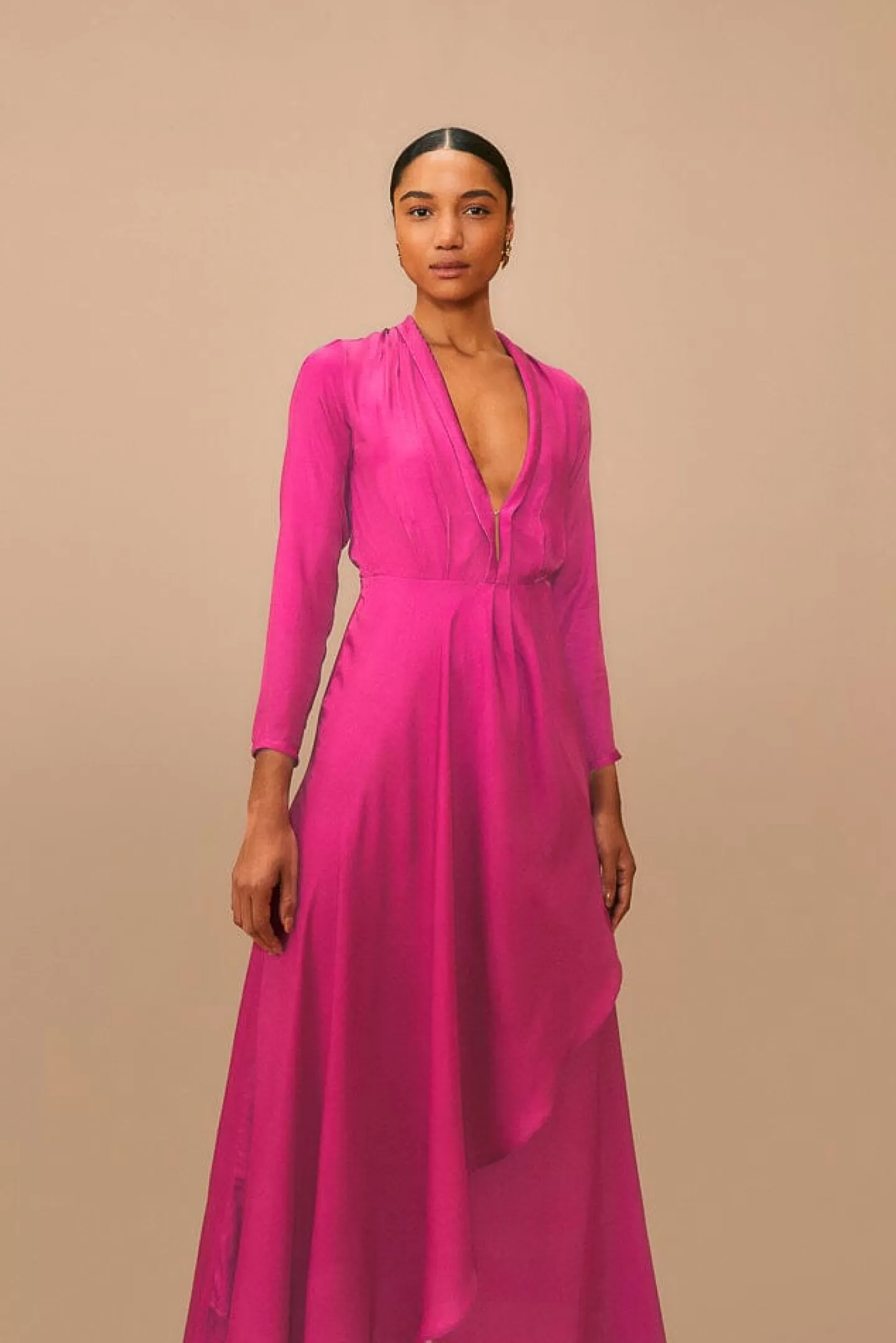 FARM Rio  PINK LONG SLEEVE MAXI DRESS