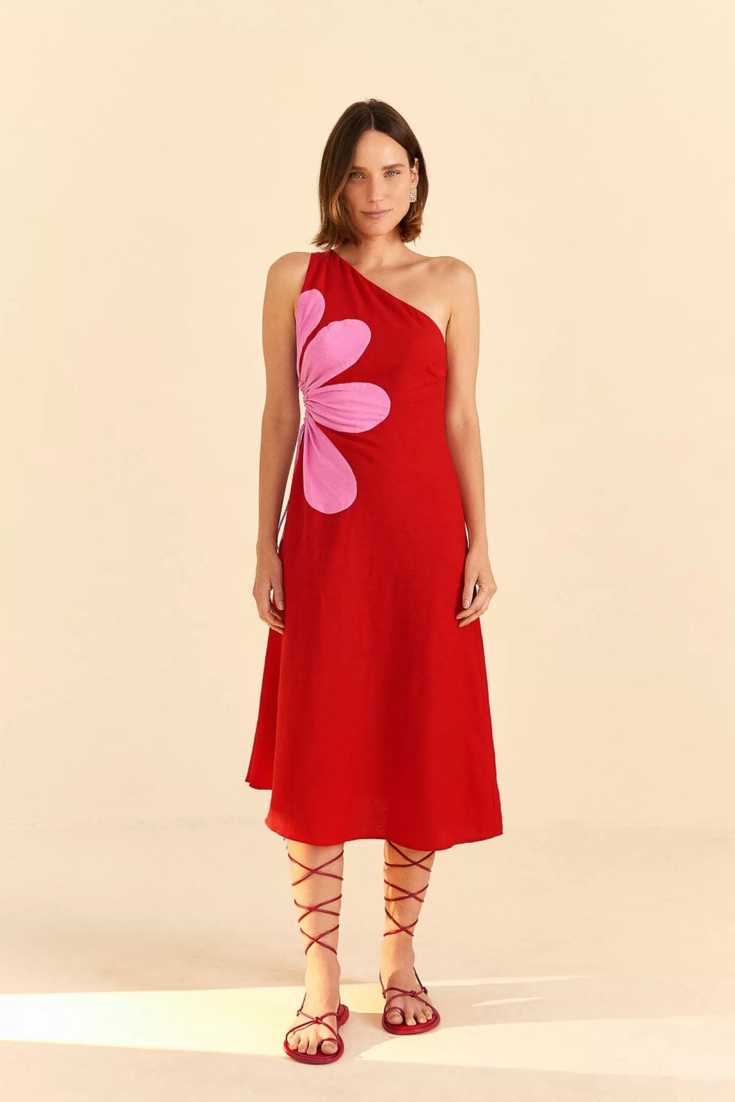 FARM Rio  RED CUT-OUT FLOWER DRESS