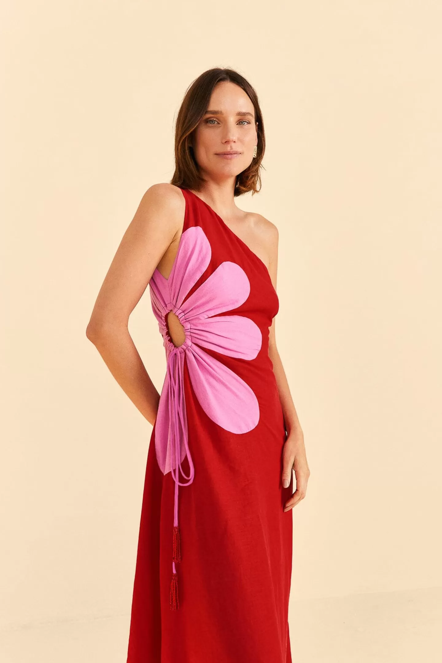 FARM Rio  RED CUT-OUT FLOWER DRESS