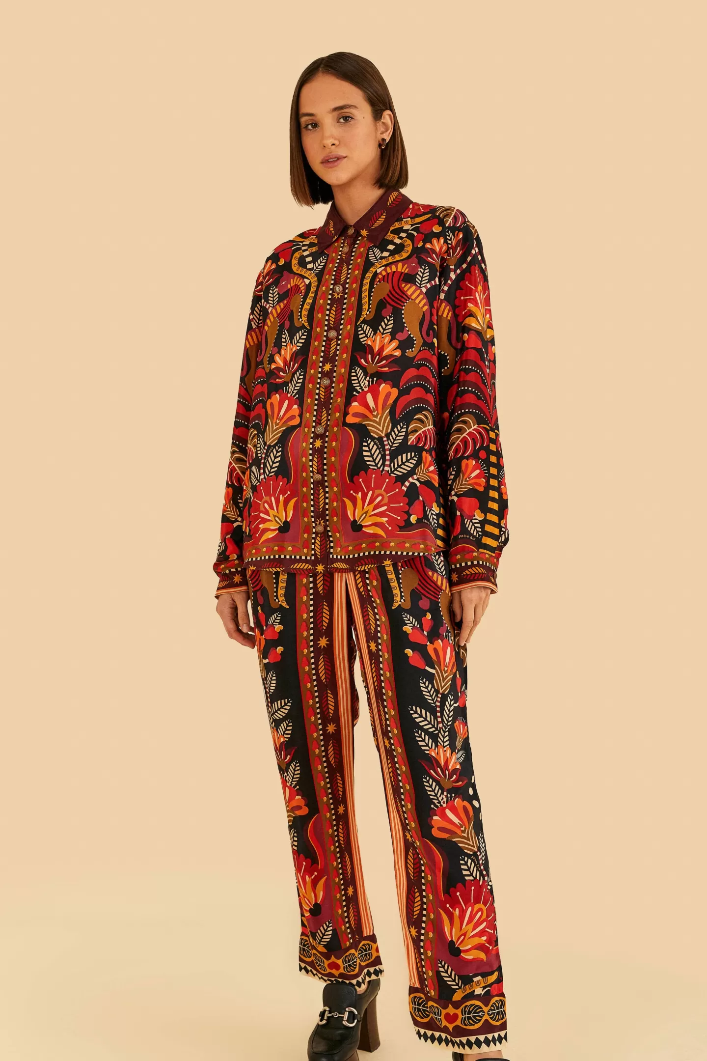 FARM Rio  RED NATURE BEAUTY SCARF PANTS