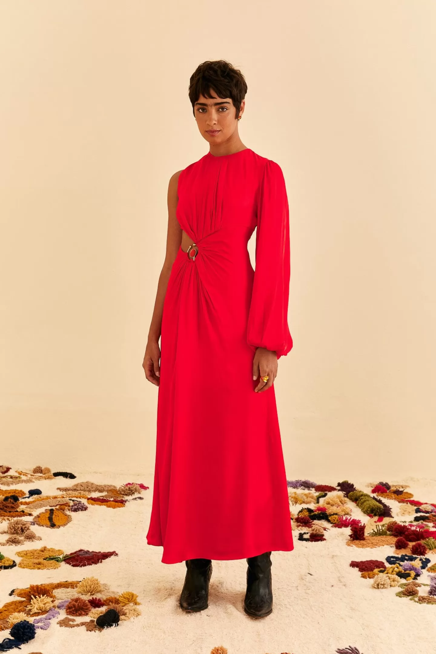 FARM Rio  RED ONE SHOULDER MAXI DRESS