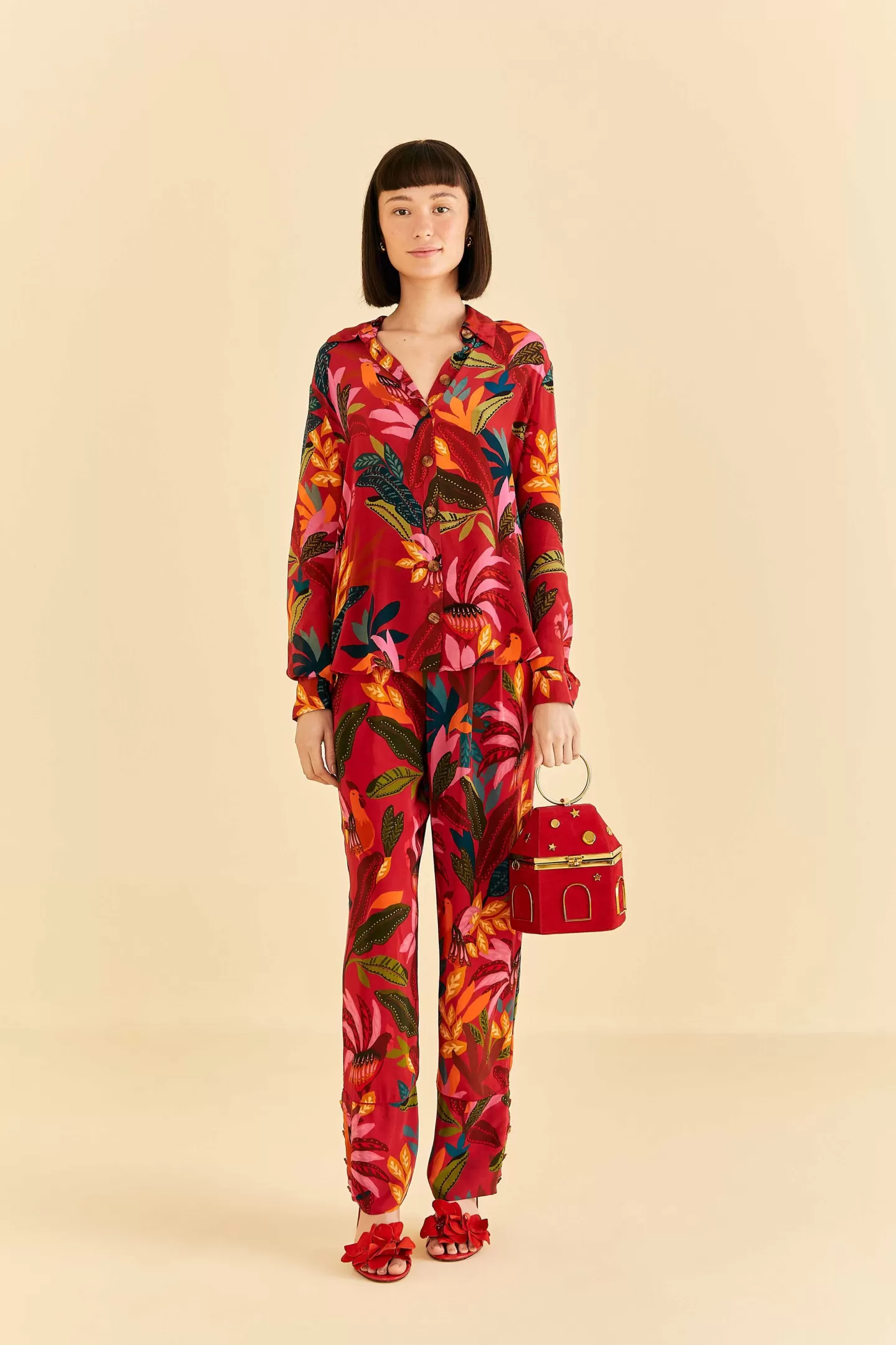FARM Rio  RED ROOSTER LEAVES PANTS
