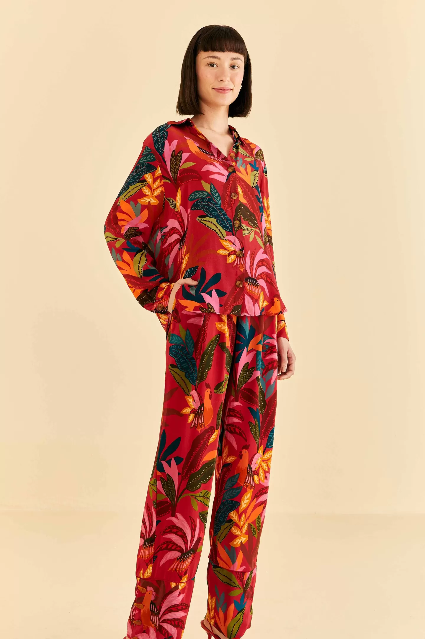 FARM Rio  RED ROOSTER LEAVES PANTS