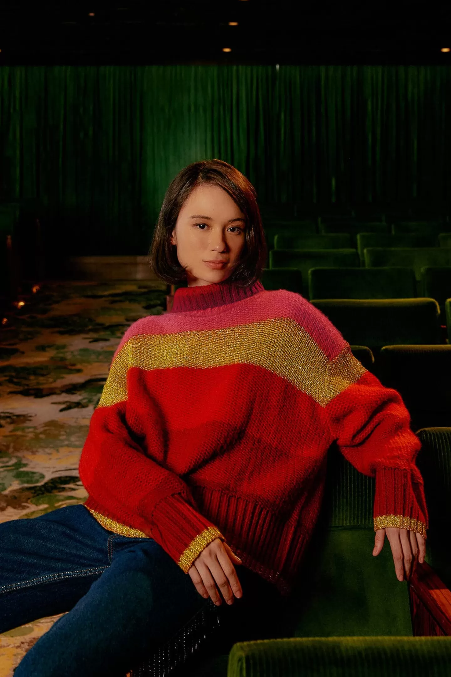FARM Rio  SHINY STRIPES KNIT SWEATER