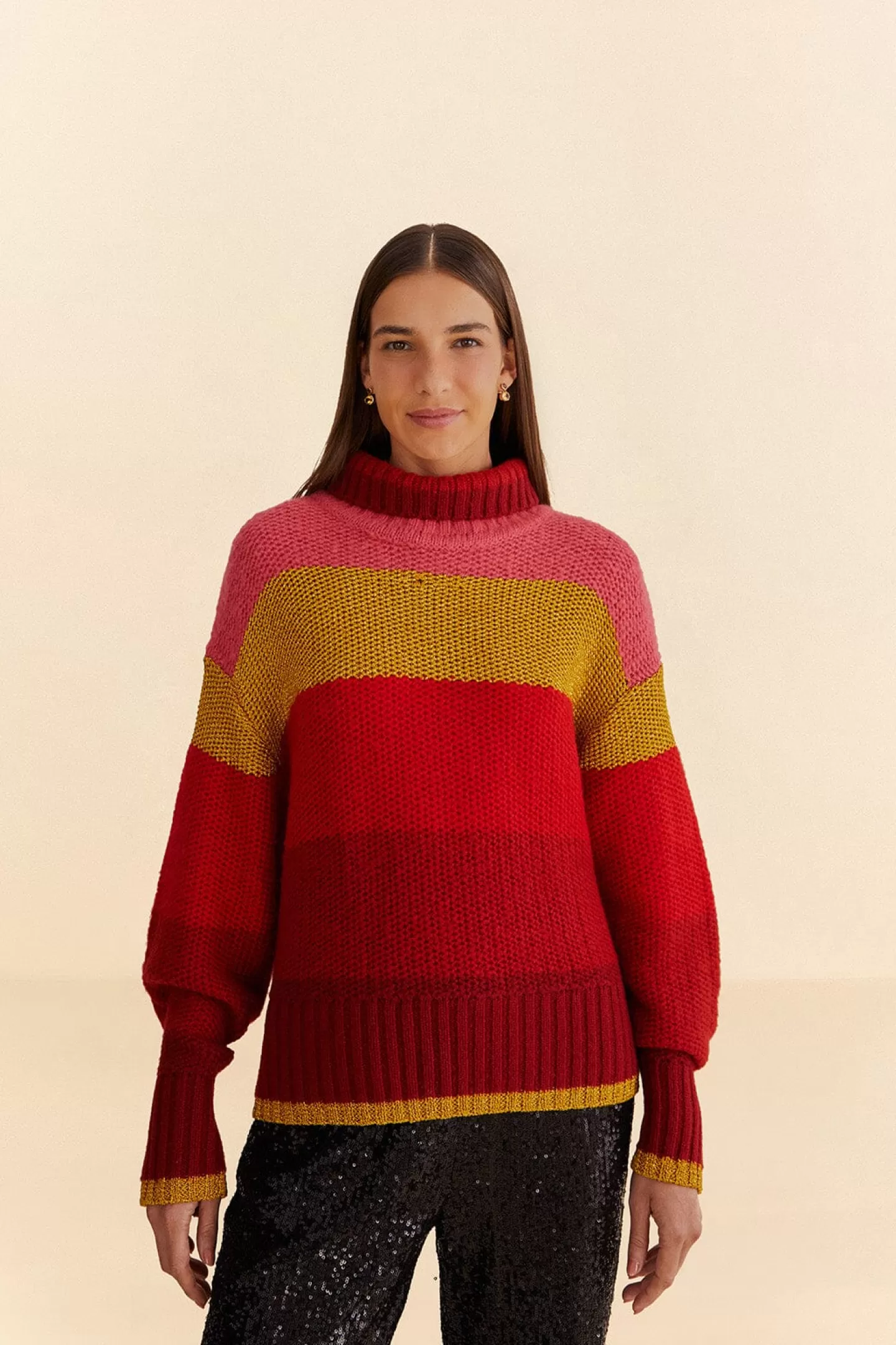 FARM Rio  SHINY STRIPES KNIT SWEATER