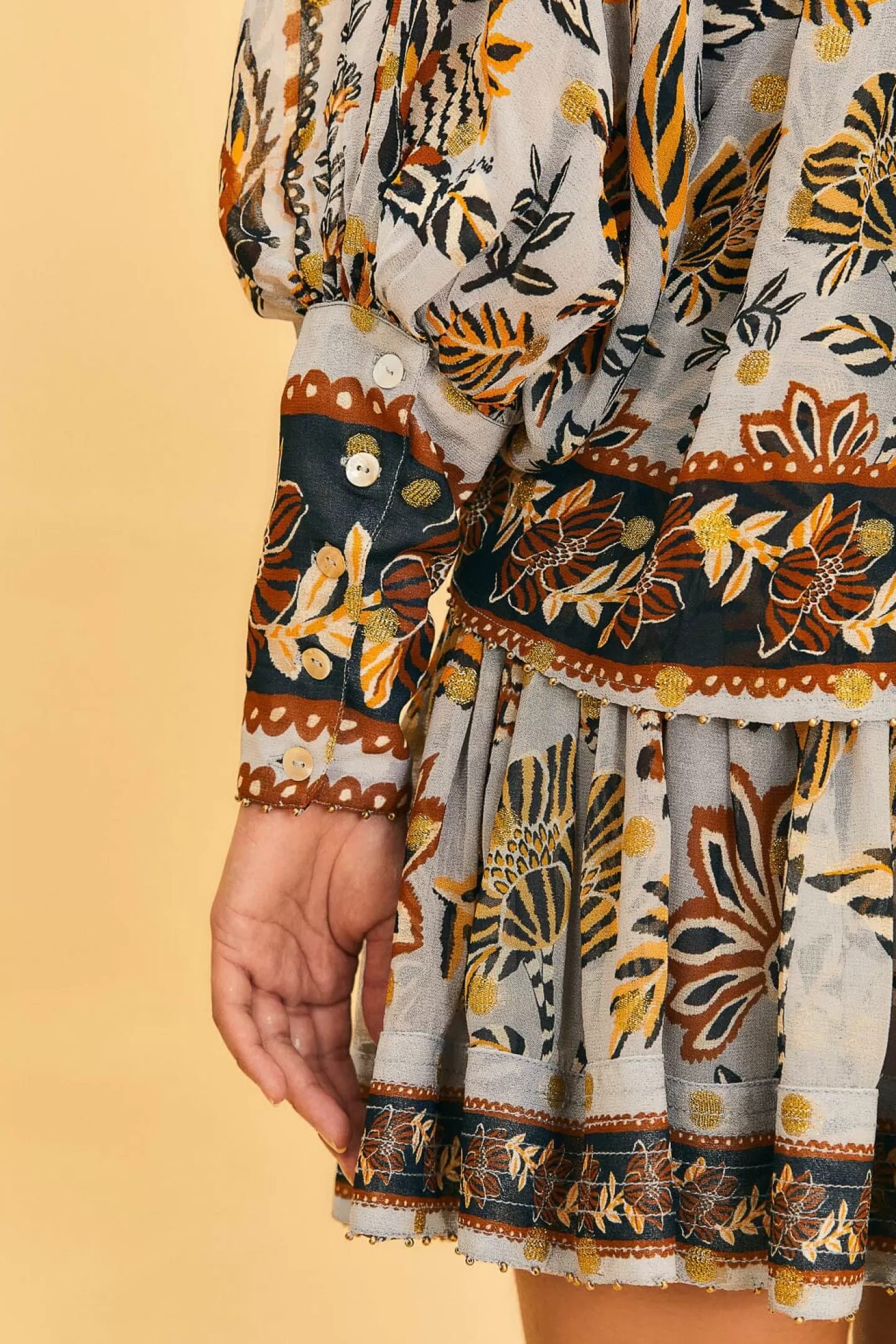 silver_floral_tapestry_mini_skirt_195559.webp FARM Rio  SILVER FLORAL TAPESTRY MINI SKIRT