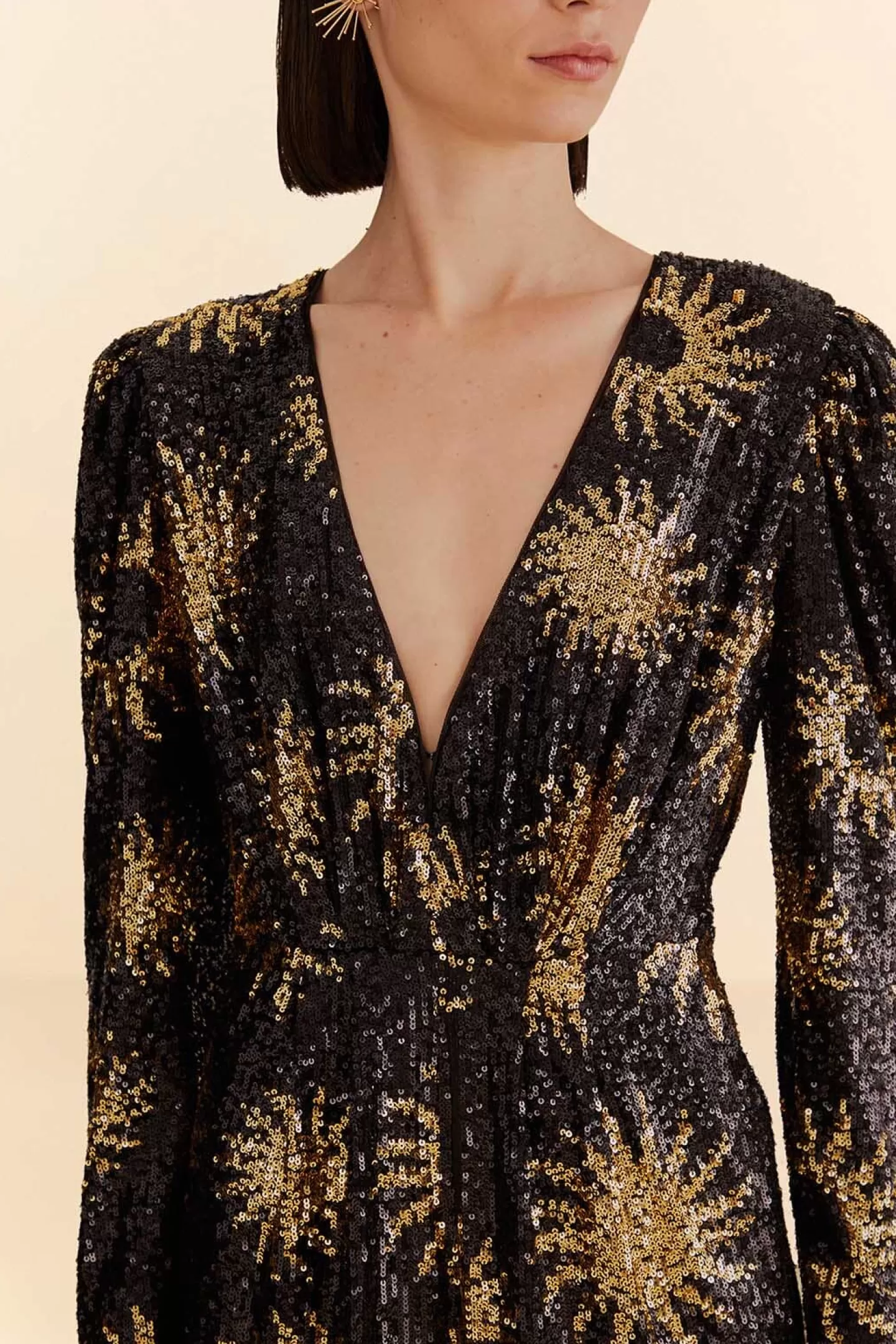 FARM Rio  SUNNY MOOD SEQUIN V NECK JUMPSUIT