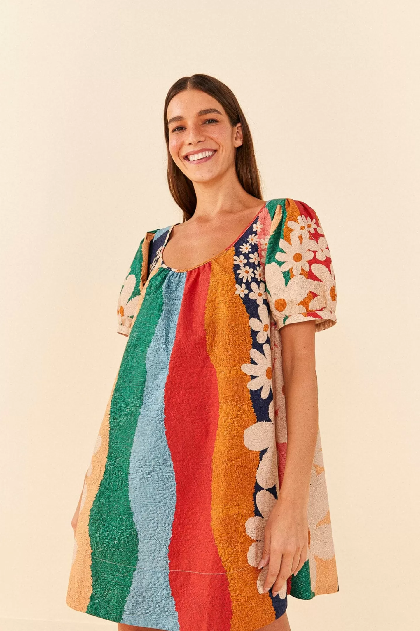 FARM Rio  SUPER FUN DAISY ORGANIC COTTON MINI DRESS