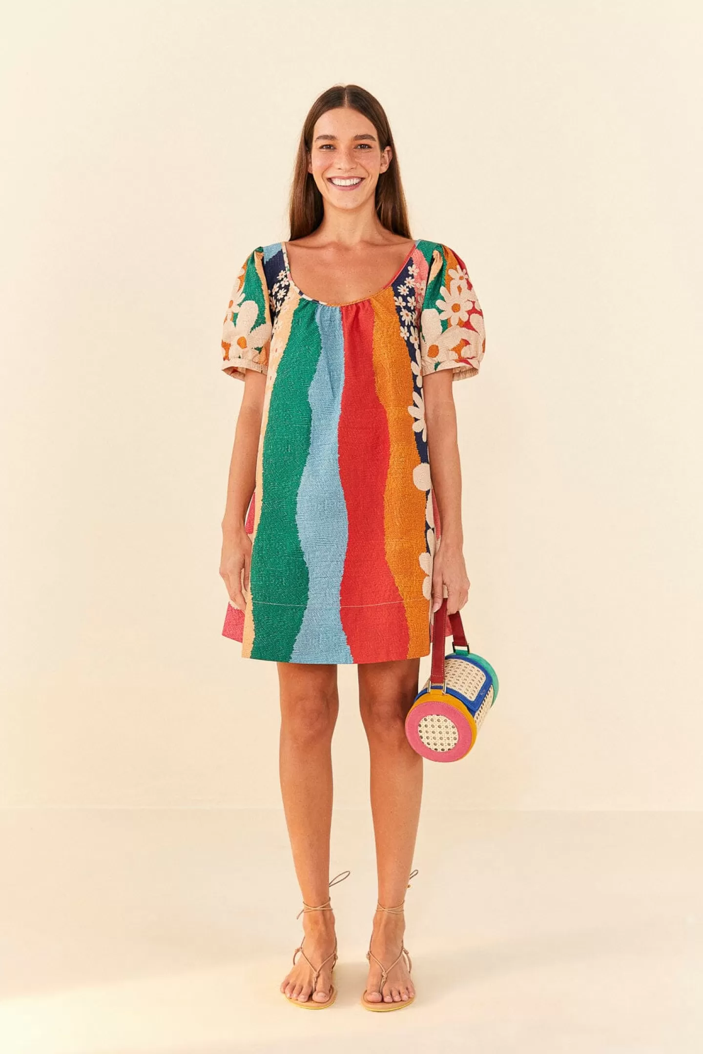FARM Rio  SUPER FUN DAISY ORGANIC COTTON MINI DRESS