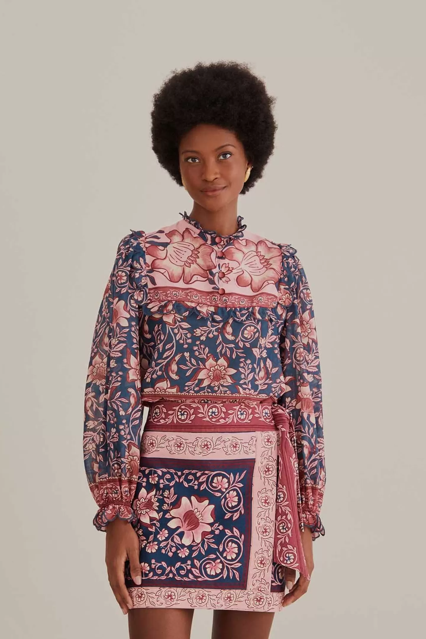 FARM Rio  TEAL AINIKA CHARM OVERLAPPED SKIRT