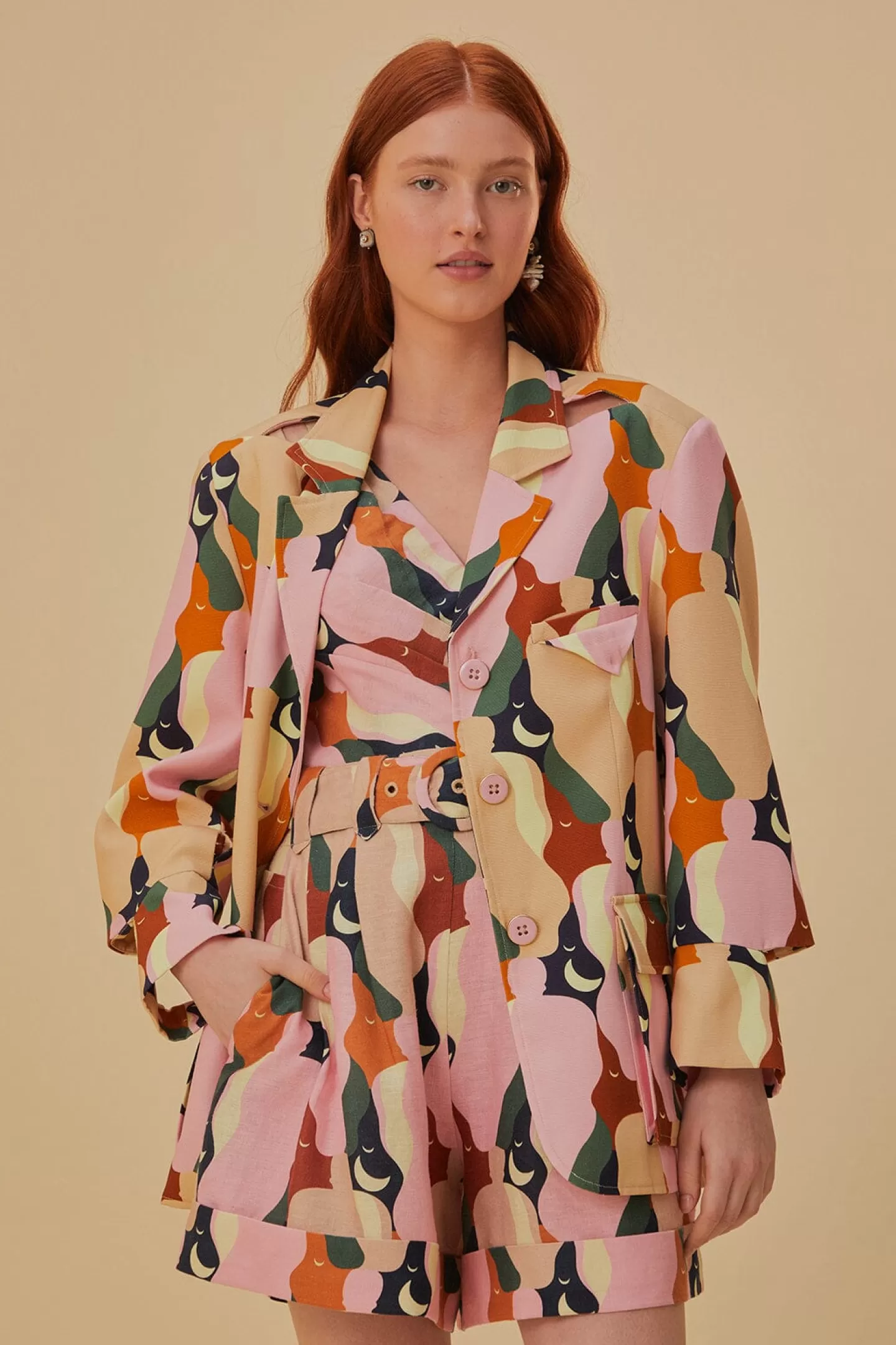 FARM Rio  THE KISS MULTICOLOR CUT OUT BLAZER