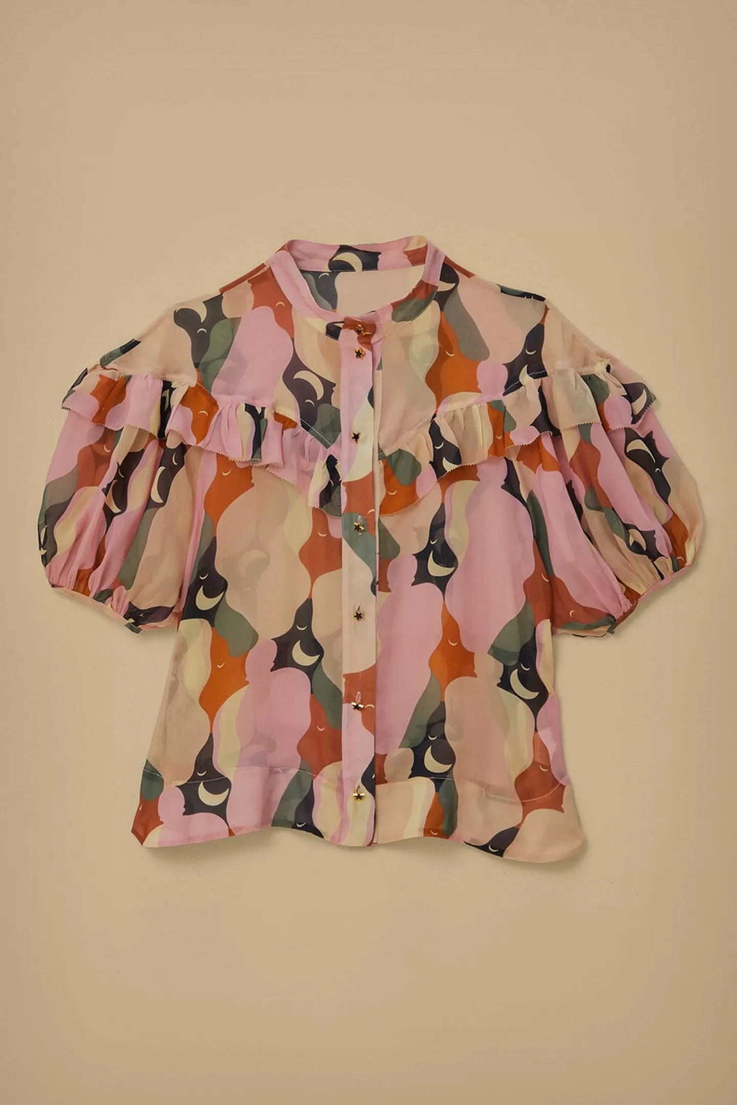 FARM Rio  THE KISS MULTICOLOR SHORT SLEEVE BLOUSE