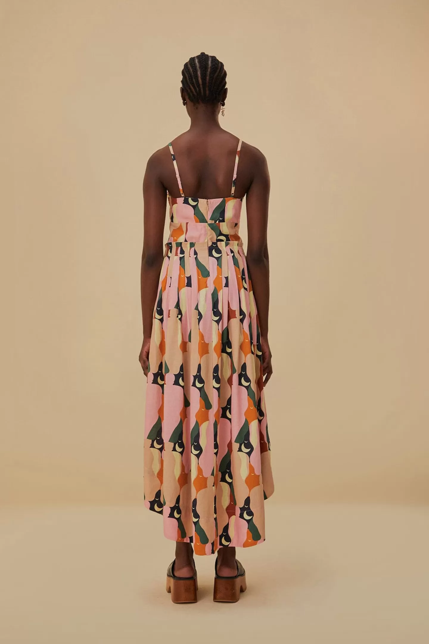 FARM Rio  THE KISS MULTICOLOR SLEEVELESS MIDI DRESS