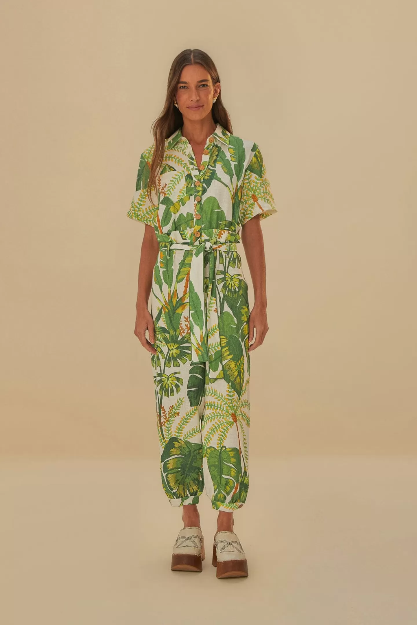 FARM Rio  TROPICAL FOREST OFF-WHITE JUMPSUIT