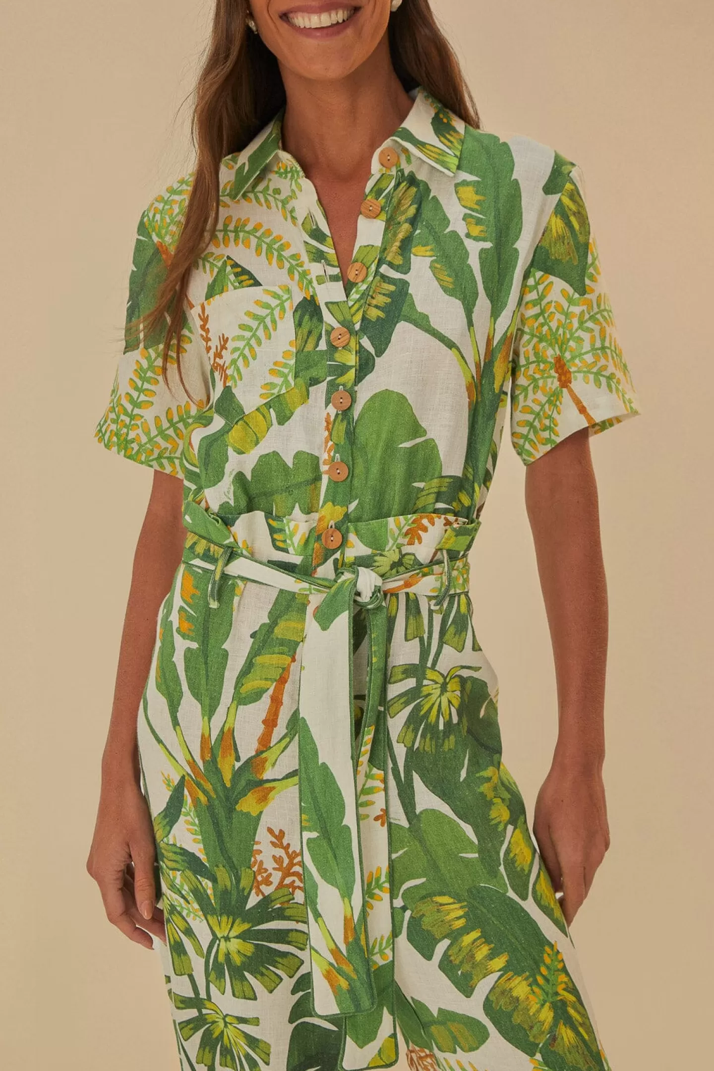 FARM Rio  TROPICAL FOREST OFF-WHITE JUMPSUIT