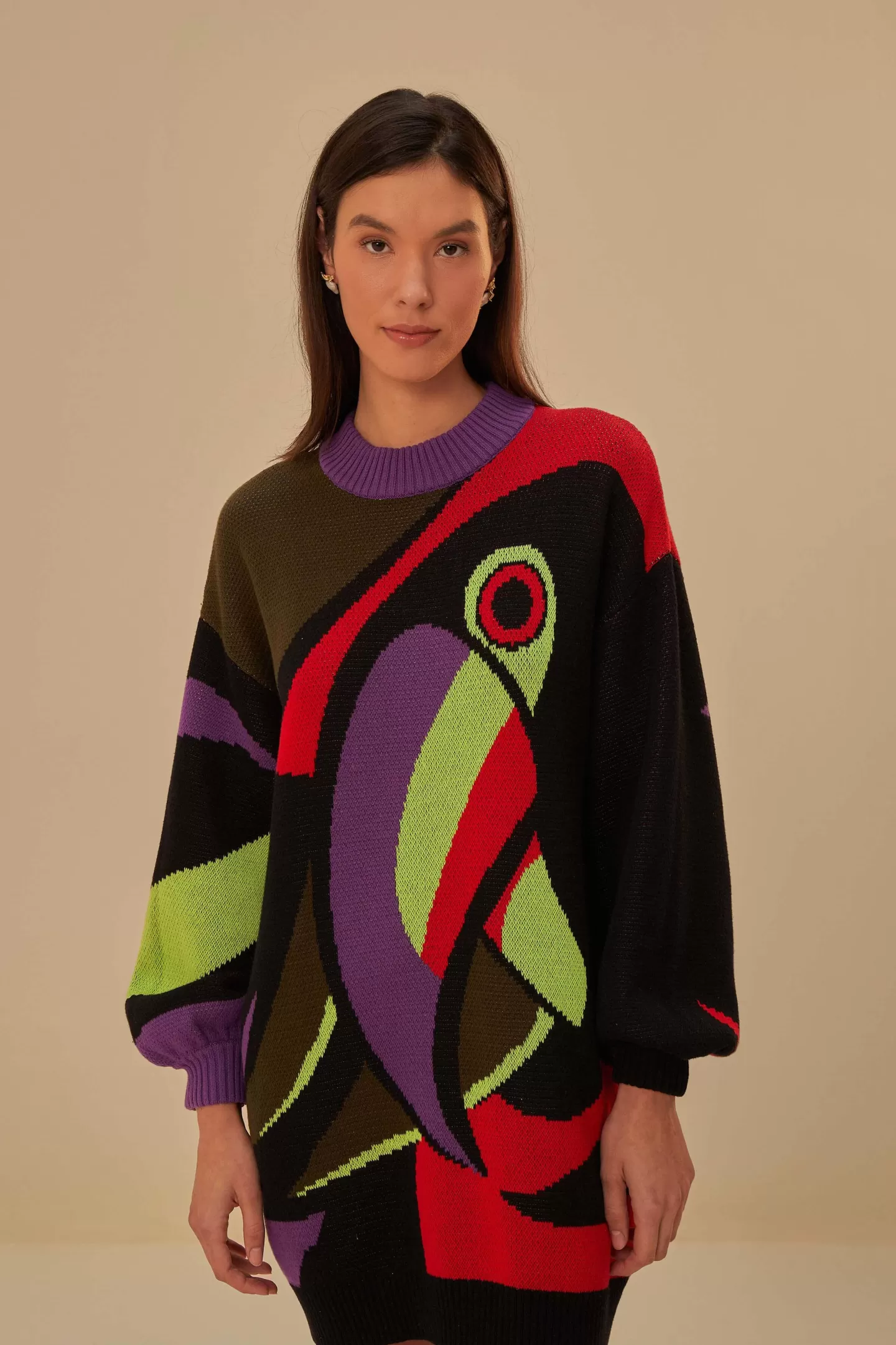 FARM Rio  TUCANO KAMBO KNIT SWEATERDRESS