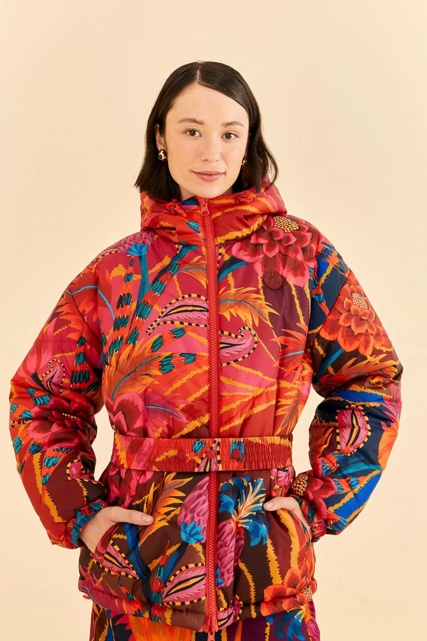 FARM Rio  VINTAGE WAVE REVERSIBLE PUFFER JACKET
