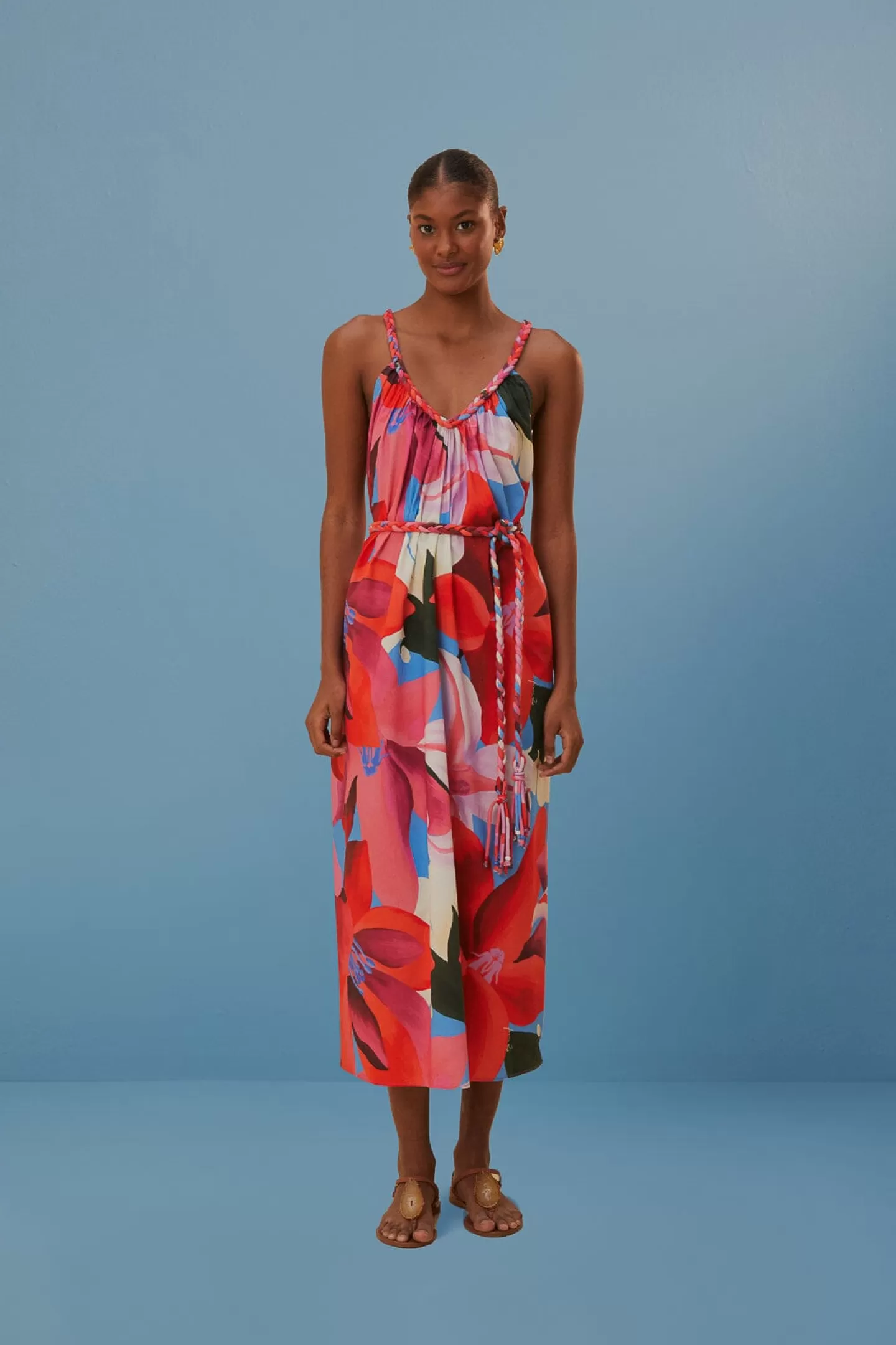 FARM Rio  WATERCOLOR FLORAL SLEEVELESS COVER UP