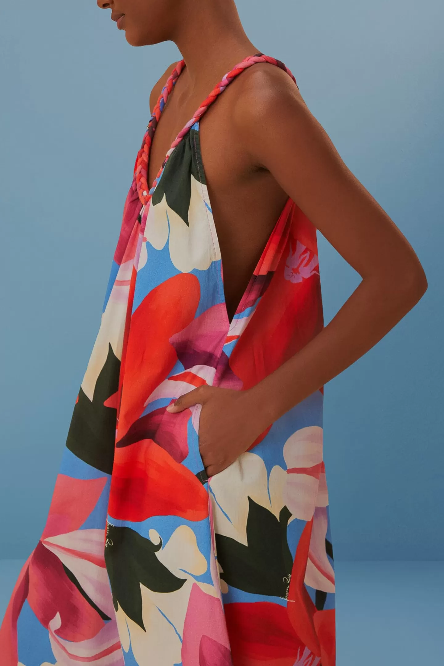 FARM Rio  WATERCOLOR FLORAL SLEEVELESS COVER UP