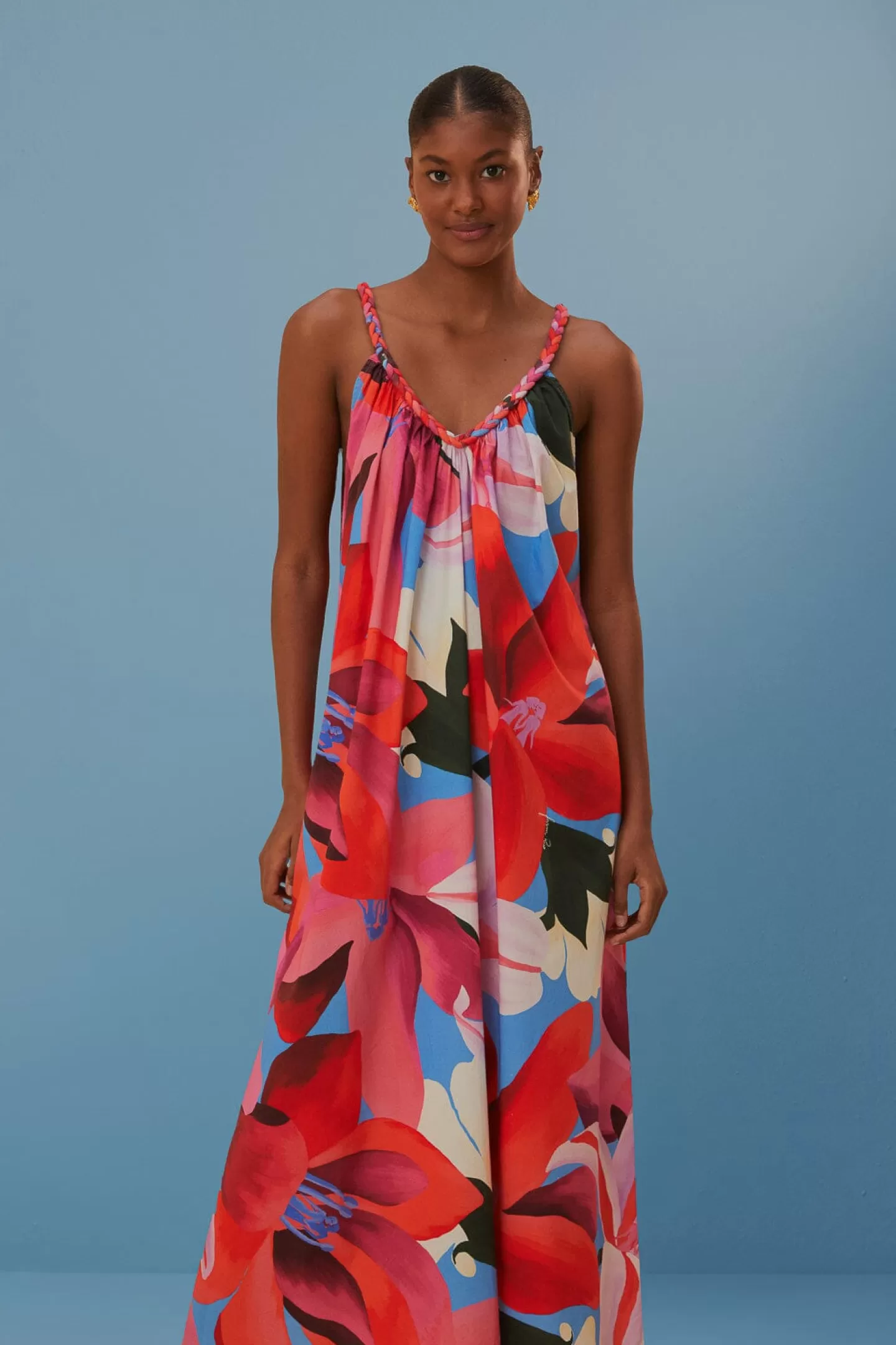FARM Rio  WATERCOLOR FLORAL SLEEVELESS COVER UP