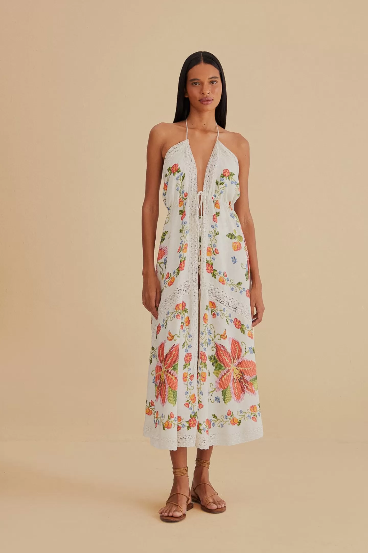 FARM Rio  WHITE BANANA VITAMIN LACE COVER UP