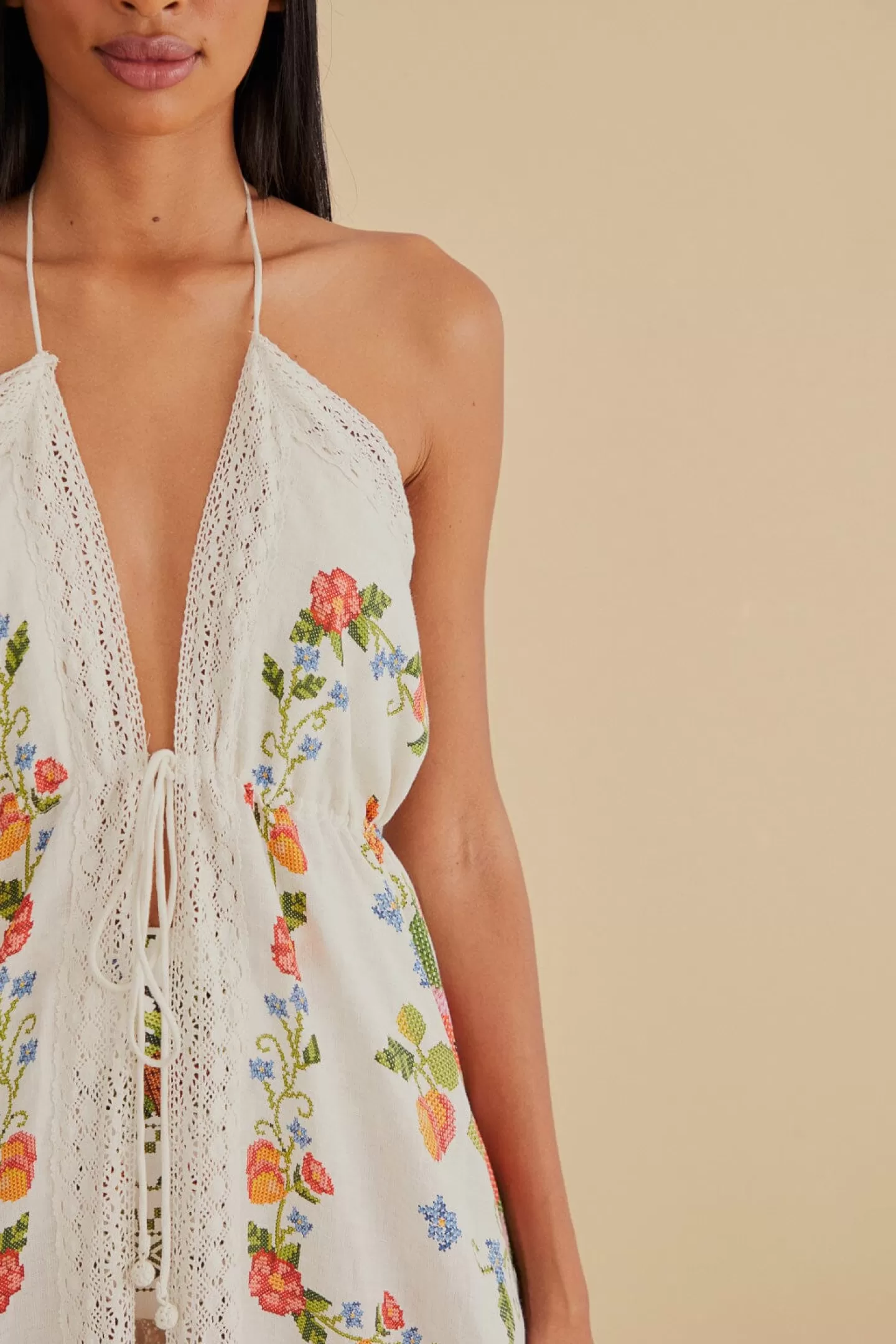 FARM Rio  WHITE BANANA VITAMIN LACE COVER UP
