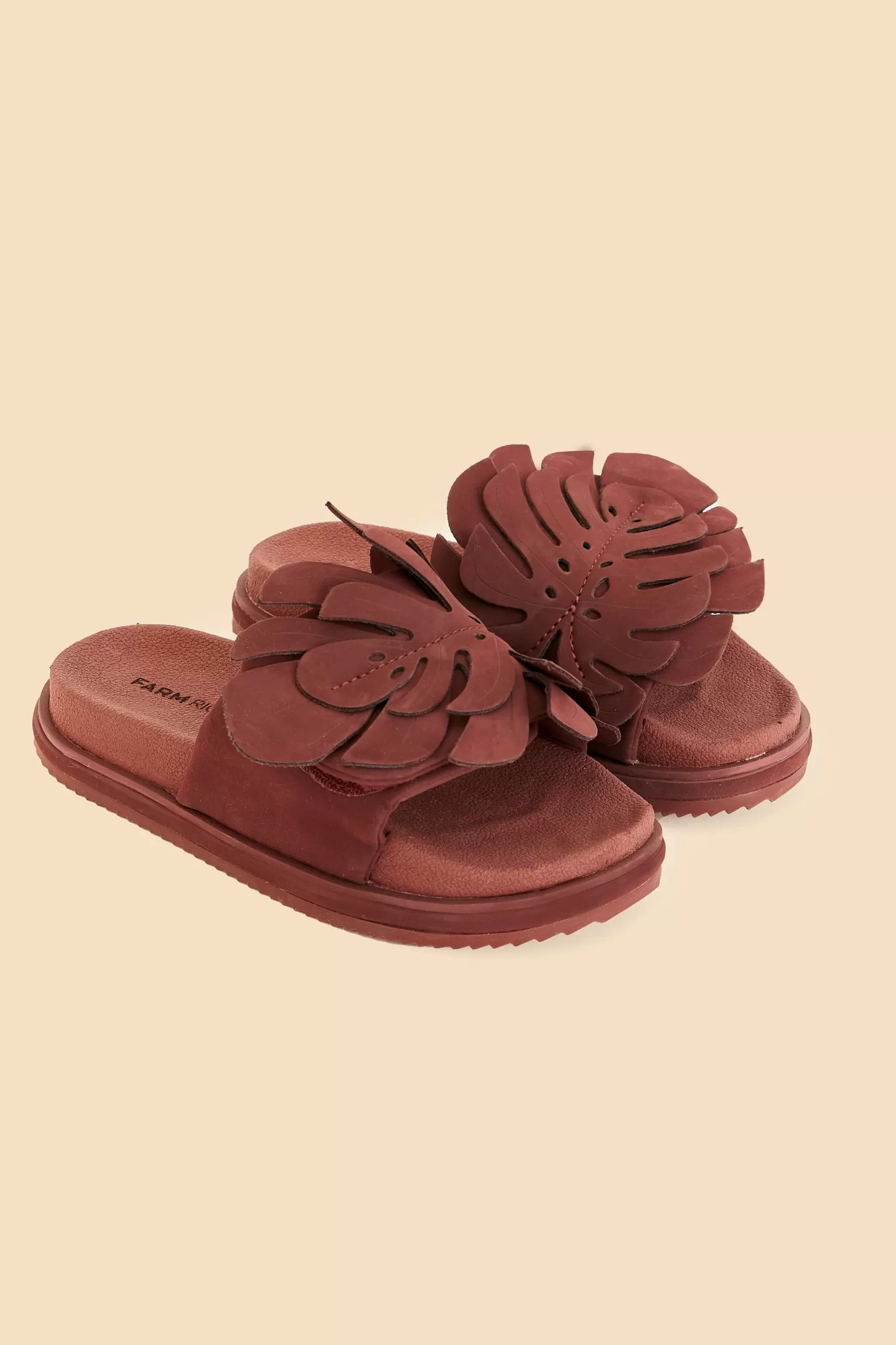 FARM Rio  WINE MONSTERA ANATOMIC SLIDE SANDAL